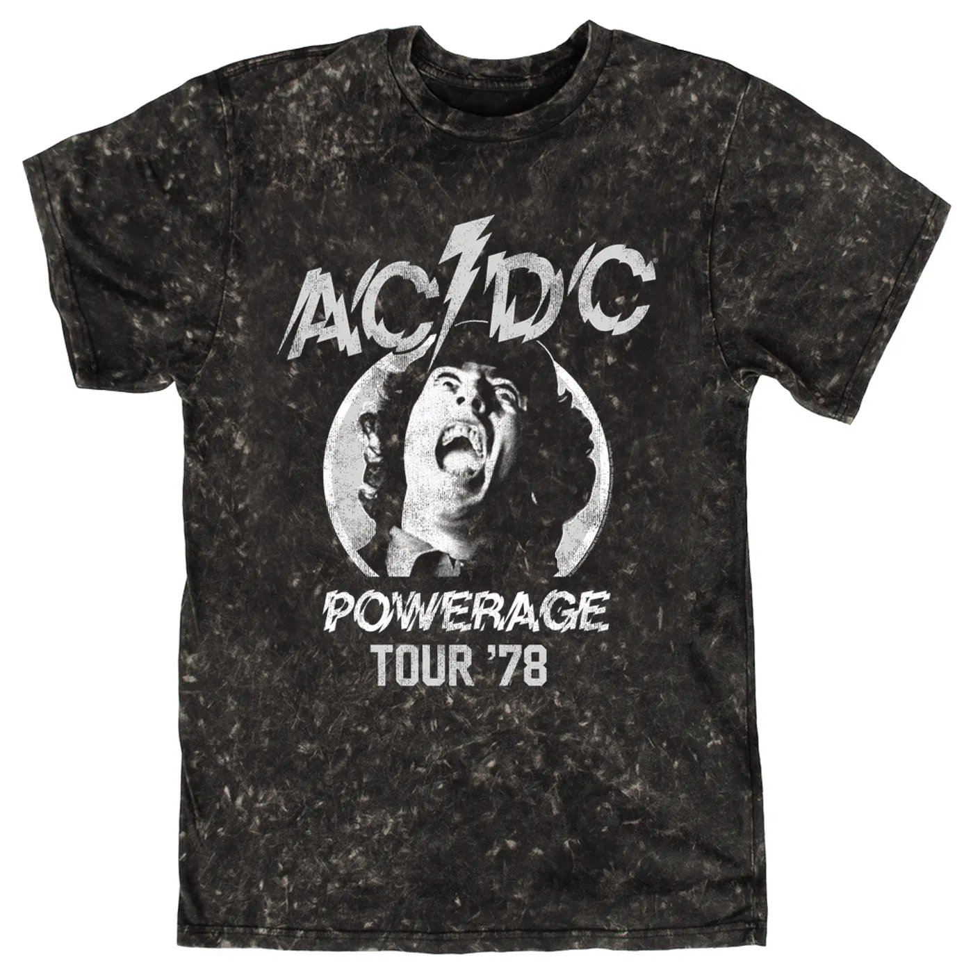 AC/DC T-shirt | 1978 Powerage Tour Image Distressed (Merchbar Exclusive) ACDC Mineral Wash Shirt