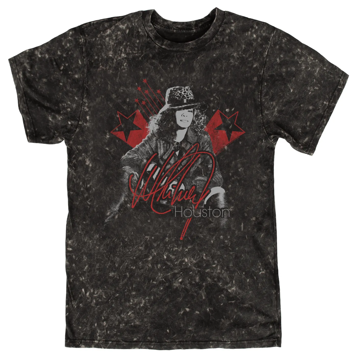 Whitney Houston T-shirt | Red Star Design Distressed Whitney Houston Mineral Wash Shirt