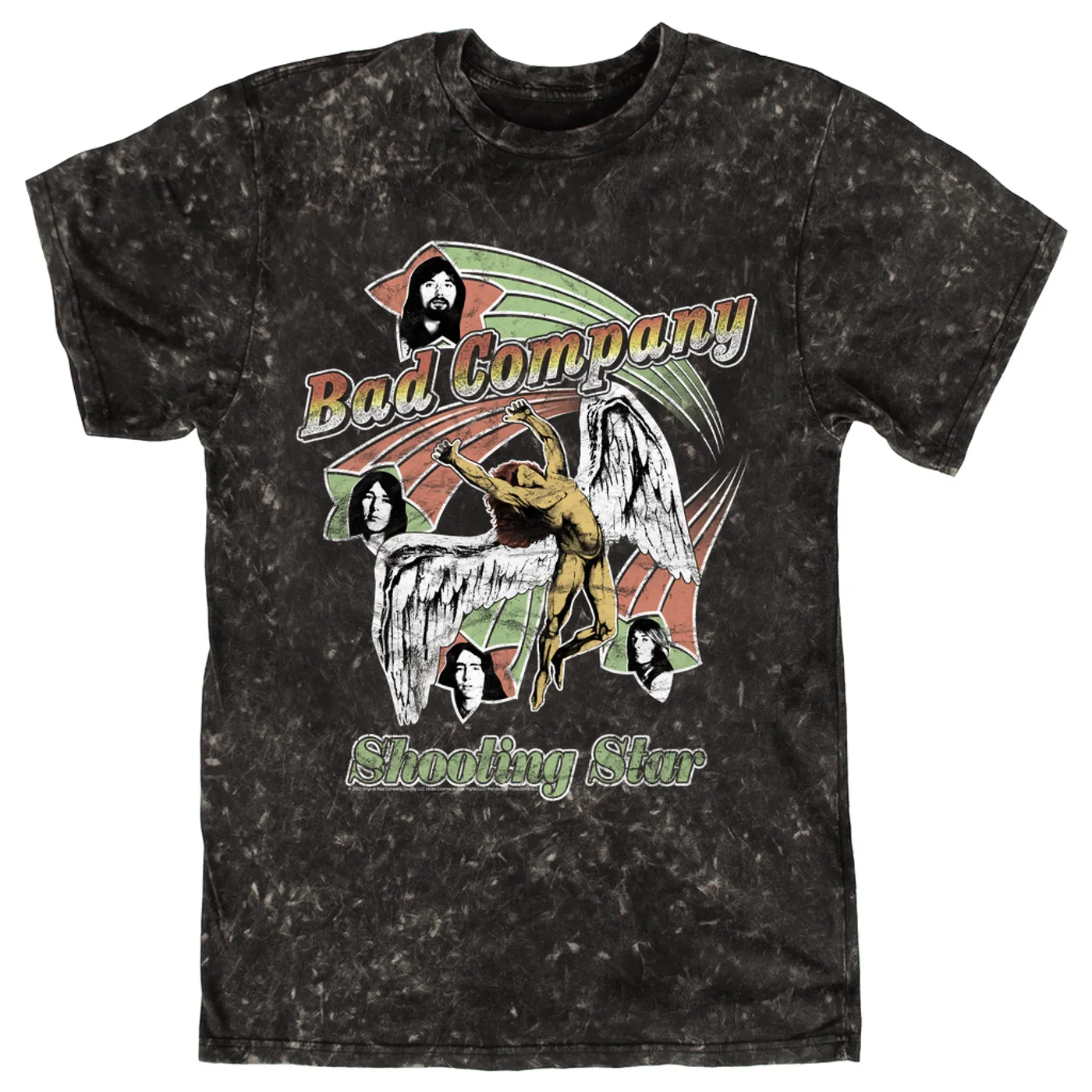Bad Company T-shirt | Retro Bad Company Shooting Star '75 Distressed Bad Company Mineral Wash Shirt