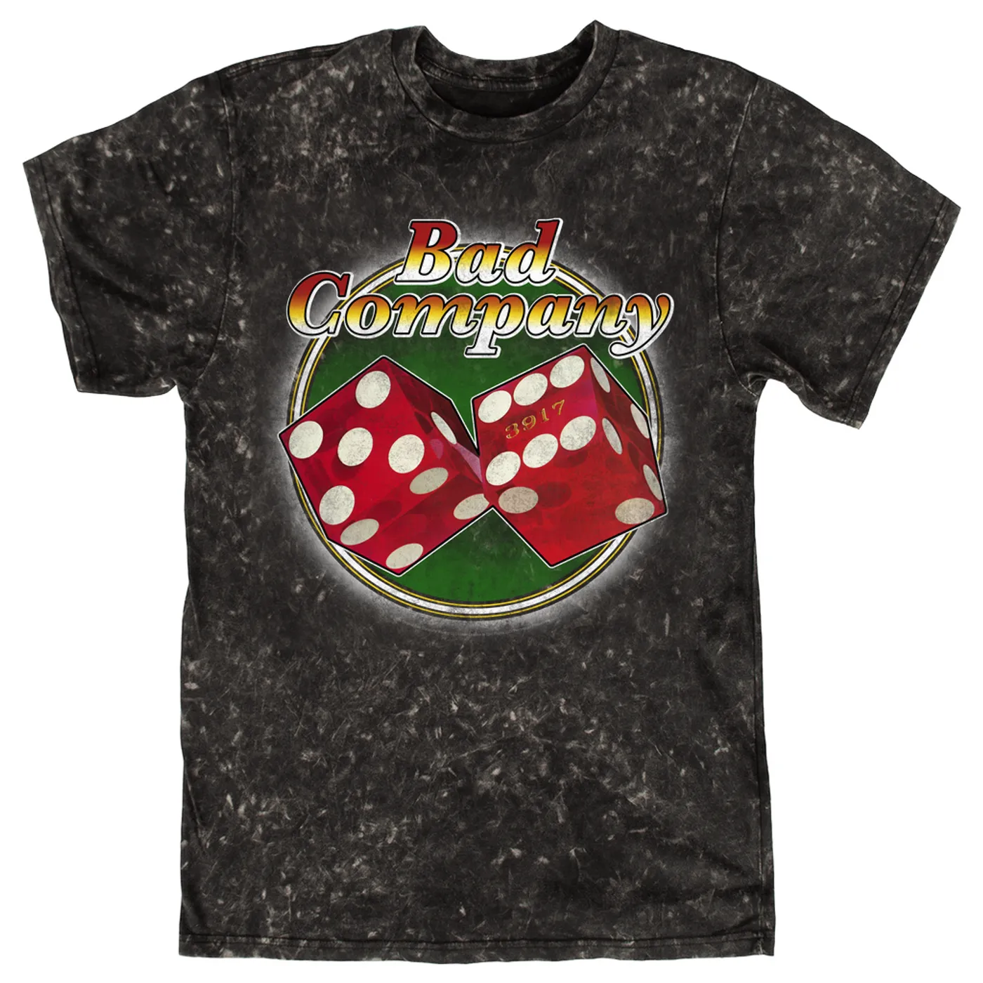Bad Company T-shirt | Straight Shooter Roll The Dice Distressed Bad Company Mineral Wash Shirt