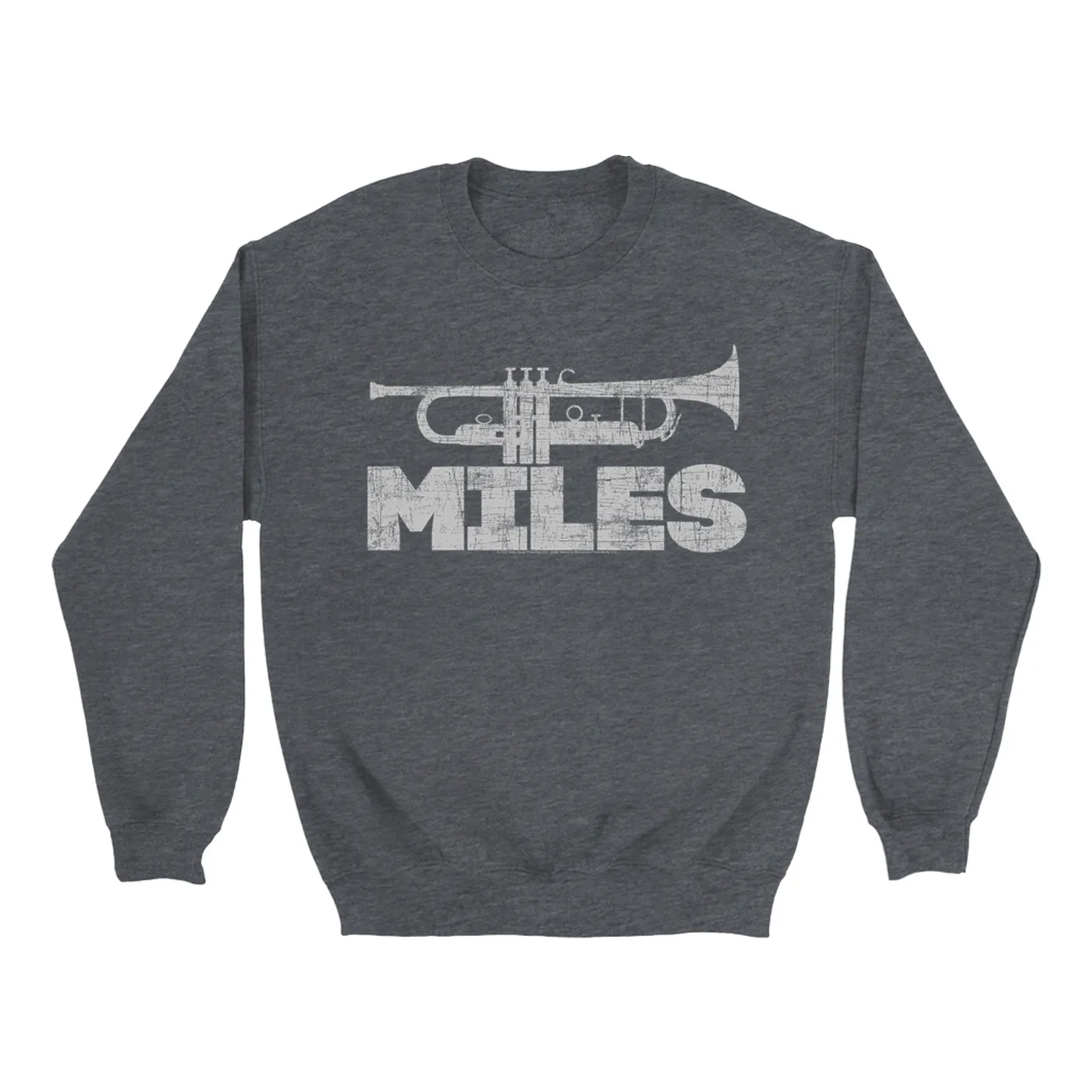 Miles Davis Sweatshirt | Trumpet Logo Distressed Miles Davis Sweatshirt