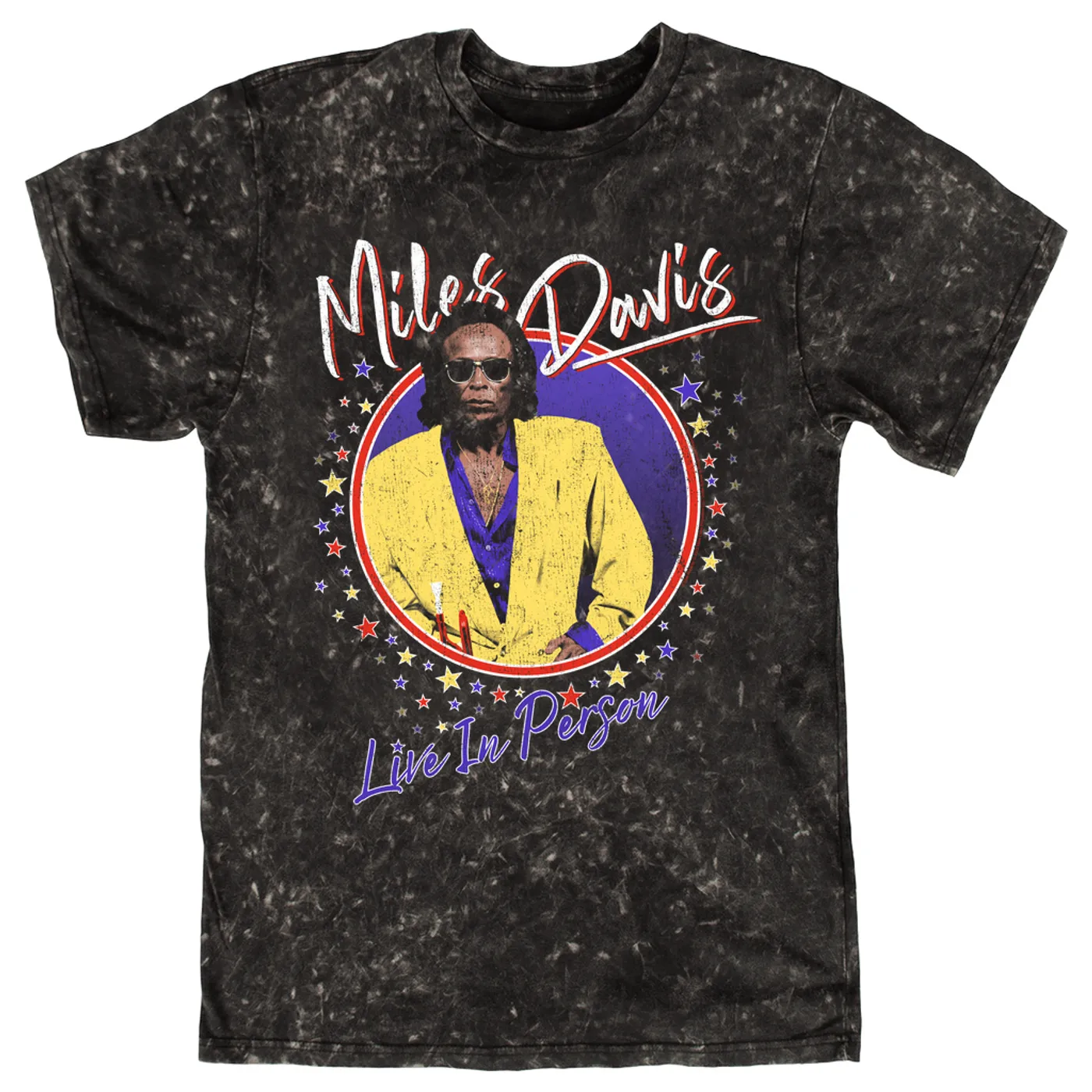 Miles Davis T-shirt | Live In Concert 1988 Distressed (Merchbar Exclusive) Miles Davis Mineral Wash Shirt