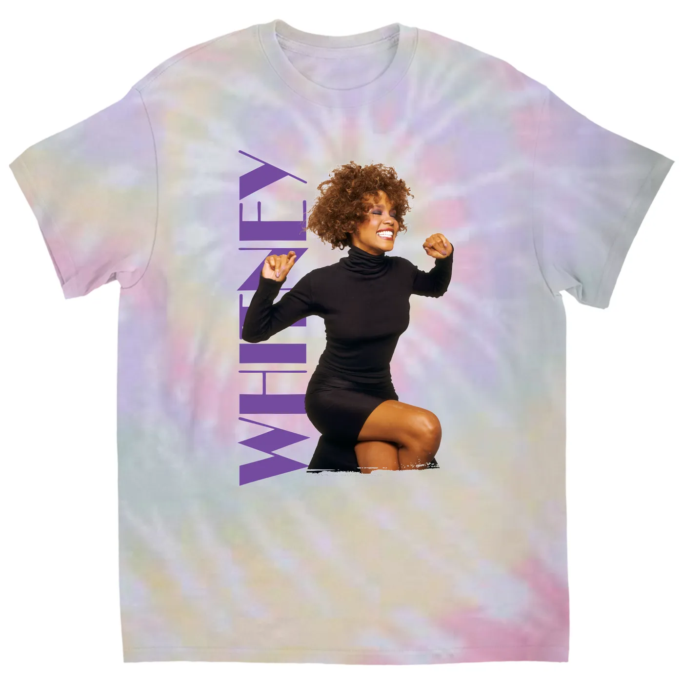 Whitney Houston T-Shirt | Whitney Photo And Purple Logo Image (Merchbar Exclusive) Whitney Houston Tie Dye Shirt