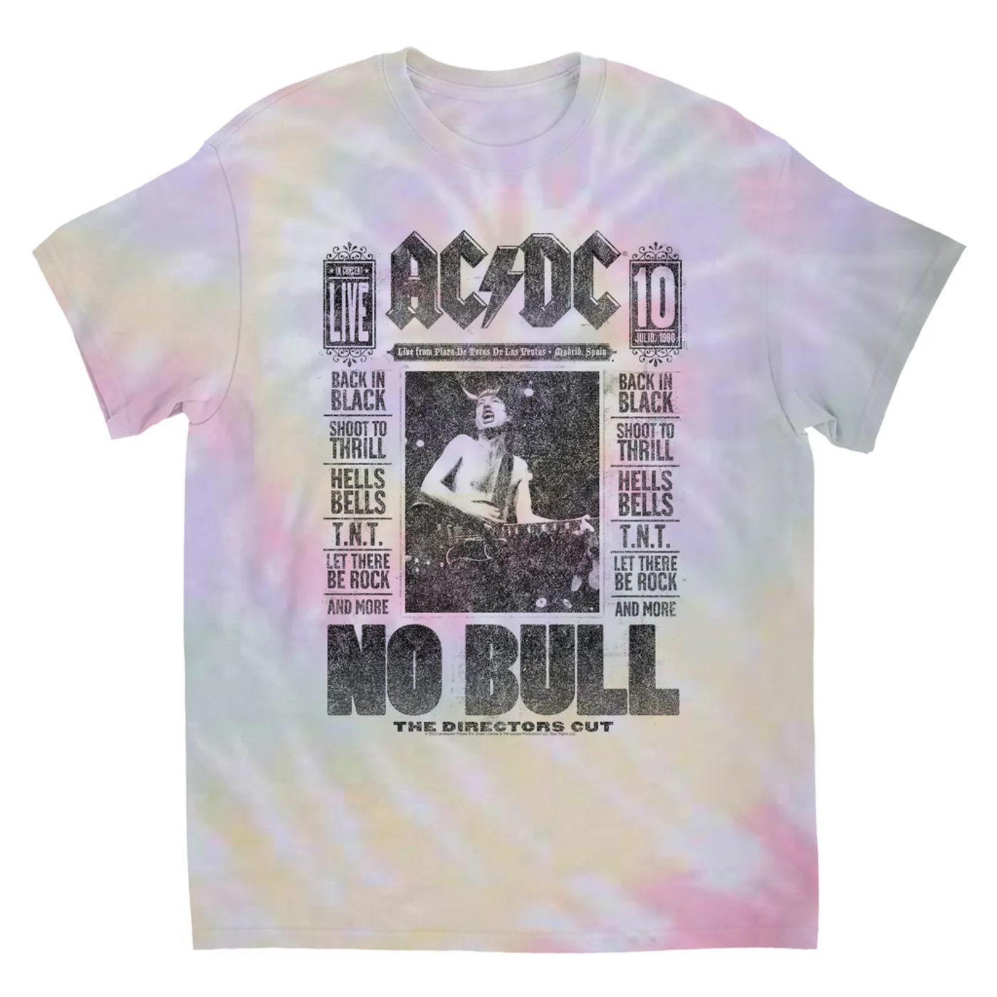 AC/DC T-Shirt | No Bull Album Cover Design Distressed (Merchbar Exclusive) ACDC Tie Dye Shirt