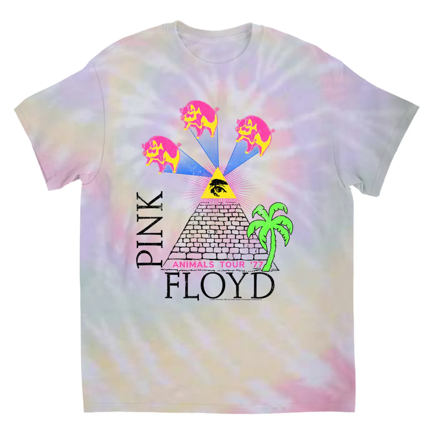 Pink Floyd T-Shirt | Neon Animals Tour '77 Design (Merchbar Exclusive) Pink Floyd Tie Dye Shirt