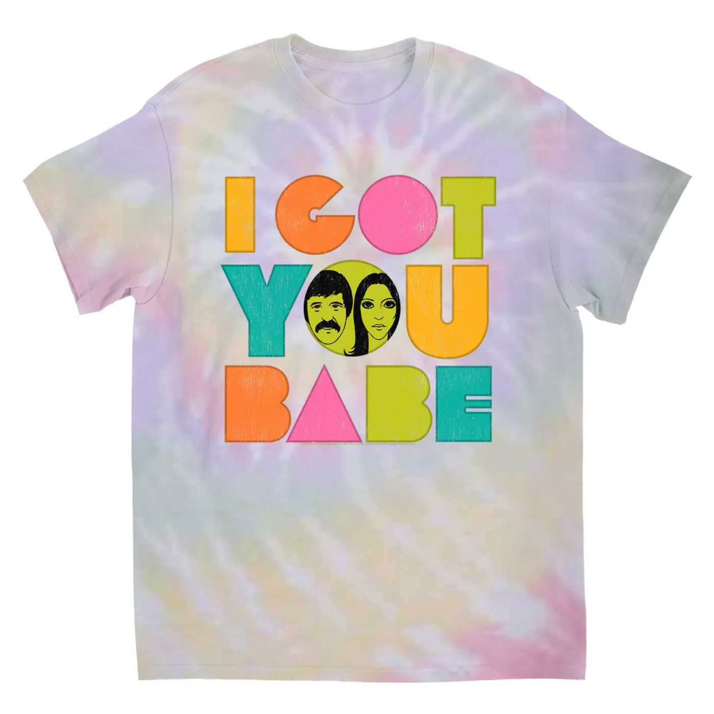Sonny & Cher T-Shirt | I Got You Babe Pastel Logo Distressed (Merchbar Exclusive) Sonny and Cher Tie Dye Shirt