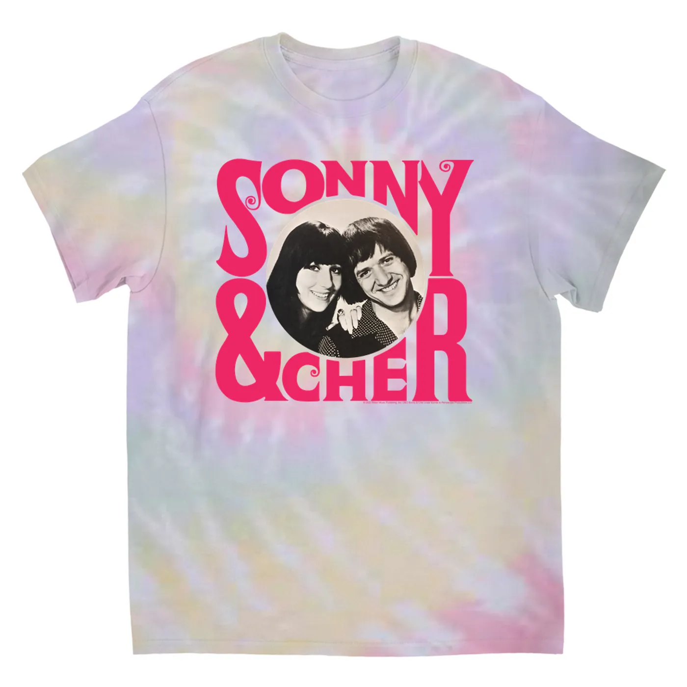 Sonny & Cher T-Shirt | Retro Pink Logo And Photo (Merchbar Exclusive) Sonny and Cher Tie Dye Shirt