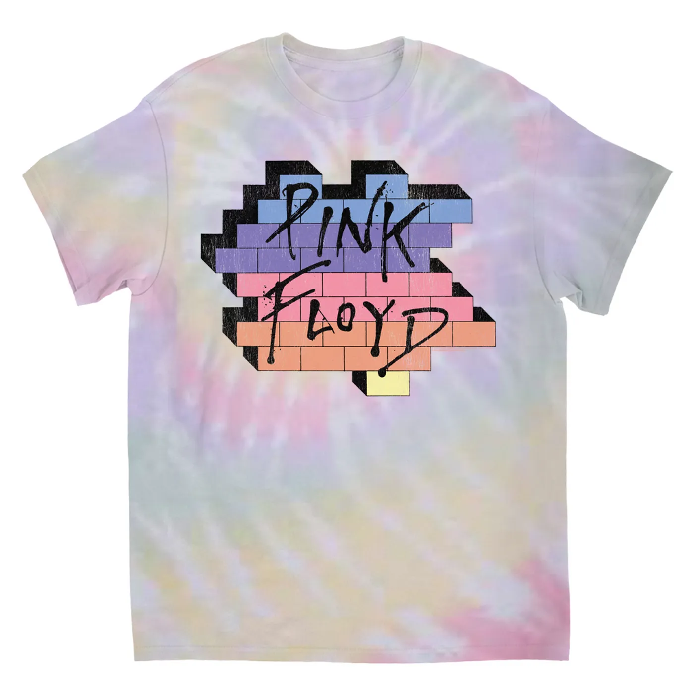 Pink Floyd T-Shirt | Another Brick In The Wall Rainbow Ombre Image Distressed Pink Floyd Tie Dye Shirt