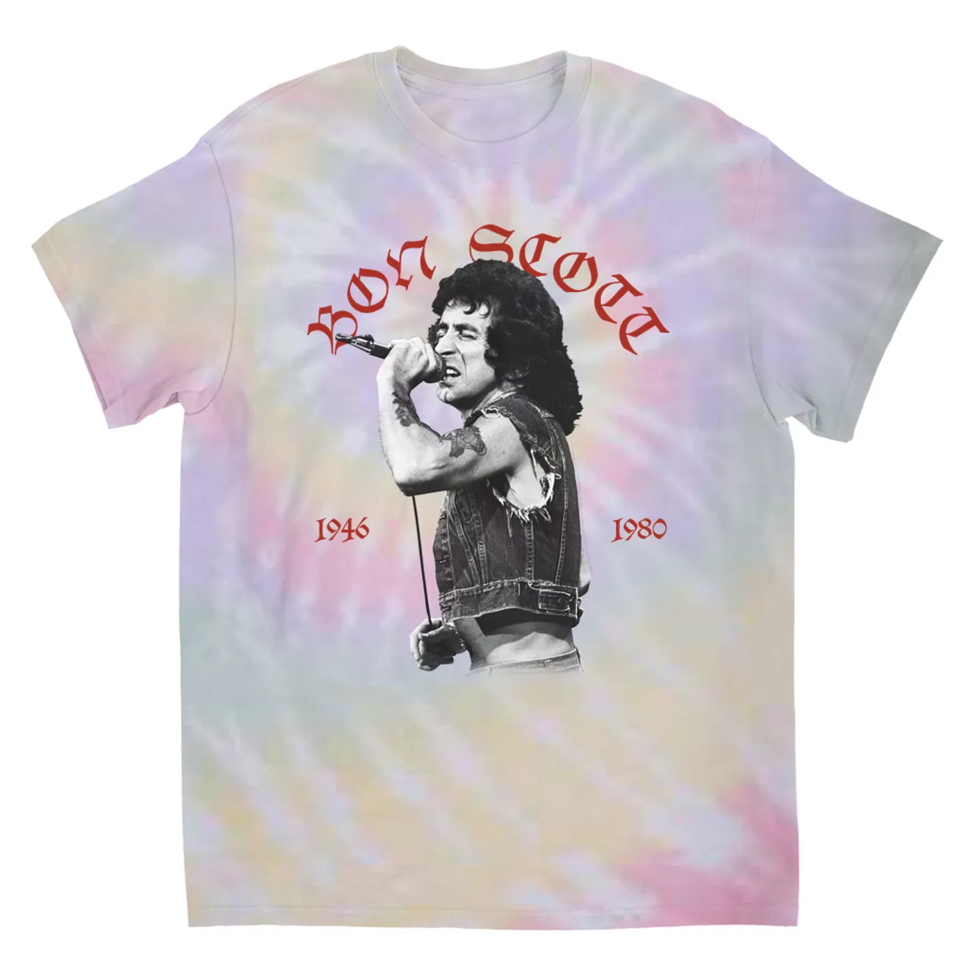 Bon Scott T-Shirt | Old English 1946-1980 Bon Scott Tie Dye Shirt