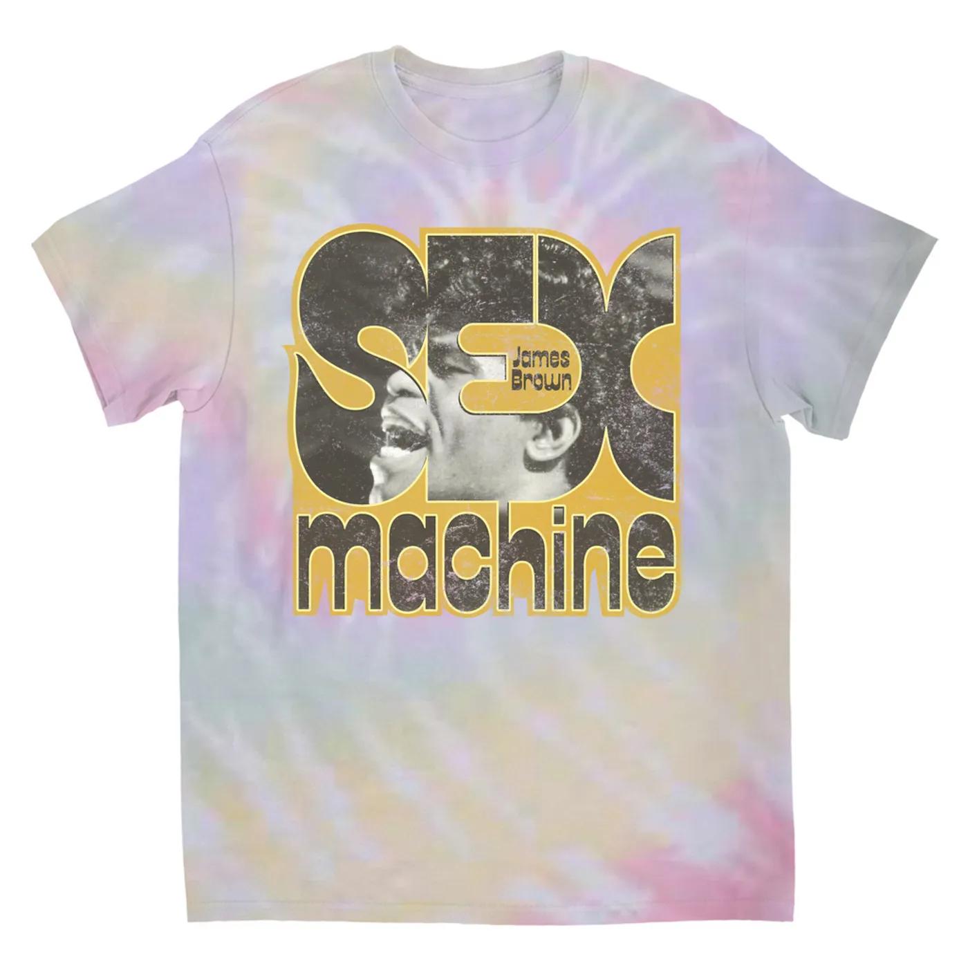 James Brown T-Shirt | Sex Machine In Yellow Design James Brown Tie Dye Shirt