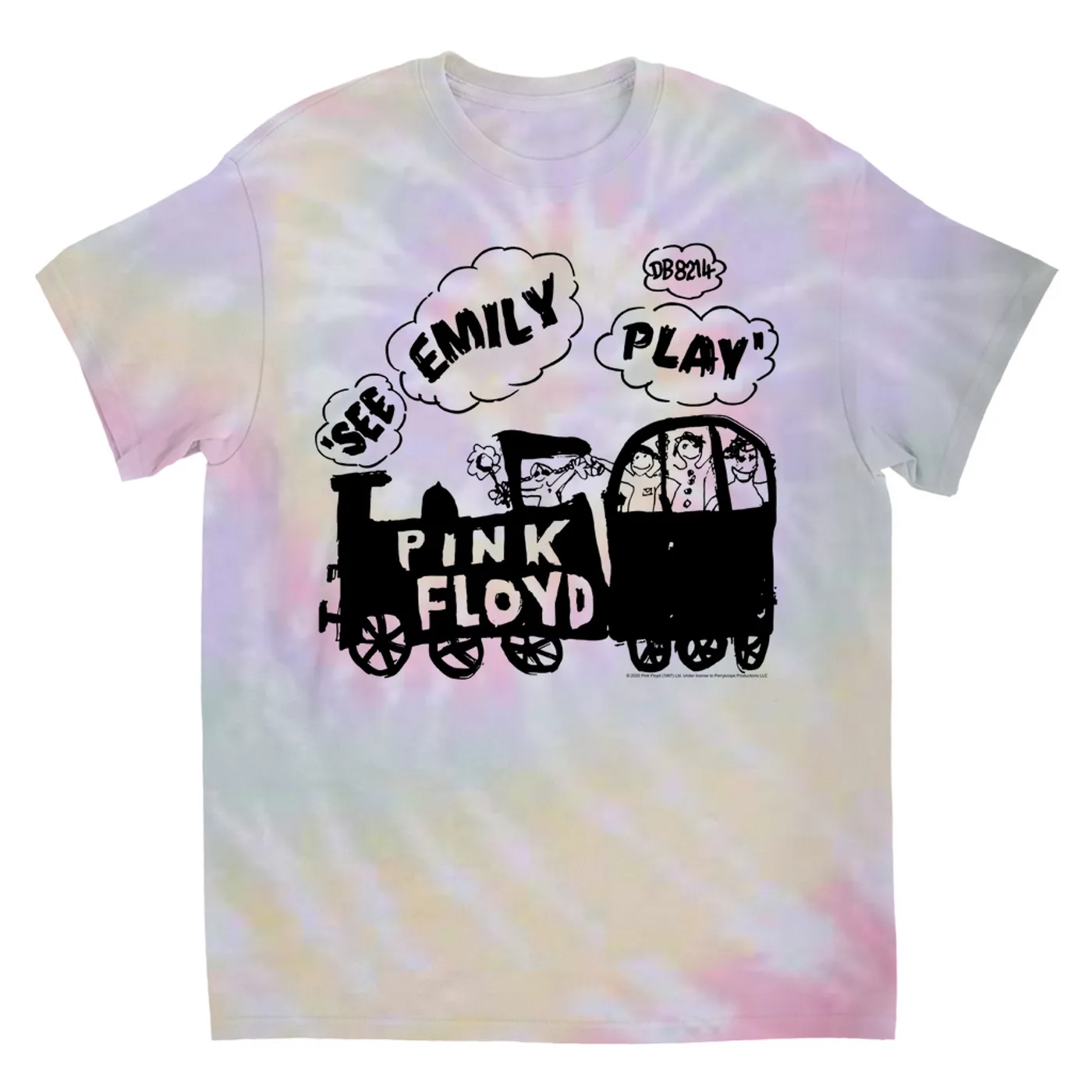 Pink Floyd T-Shirt | See Emily Play Train Sketch (Merchbar Exclusive) Pink Floyd Tie Dye Shirt