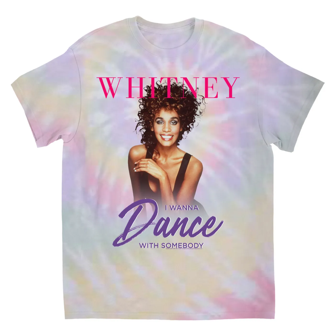 Whitney Houston T-Shirt | I Wanna Dance With Somebody Purple Pink Design (Merchbar Exclusive) Whitney Houston Tie Dye Shirt