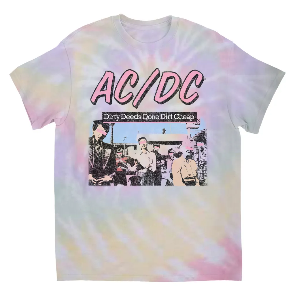 T-Shirt | Dirty Deeds Done Dirt Cheap Pink Design Distressed Tie Dye Shirt