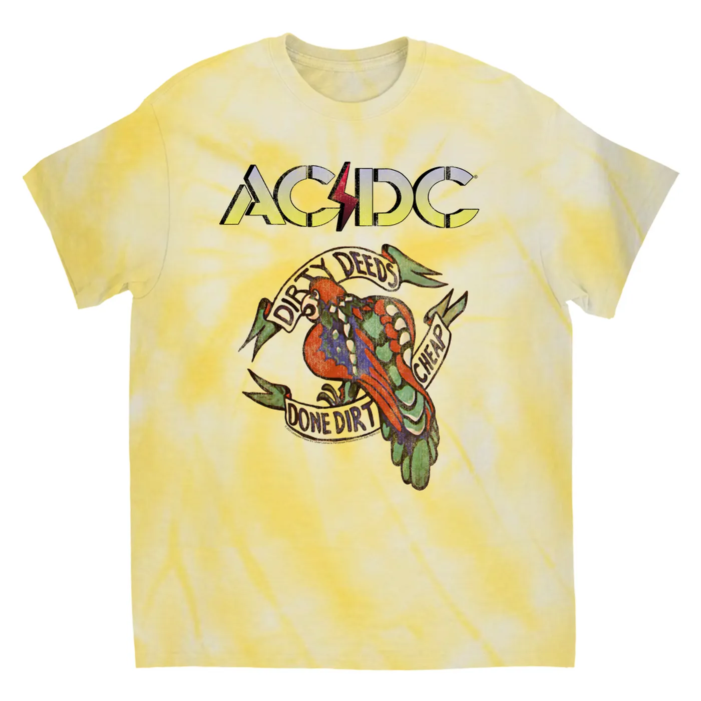 AC/DC T-Shirt | Dirty Deeds Done Dirt Cheap Tattoo Design (Merchbar Exclusive) ACDC Tie Dye Shirt