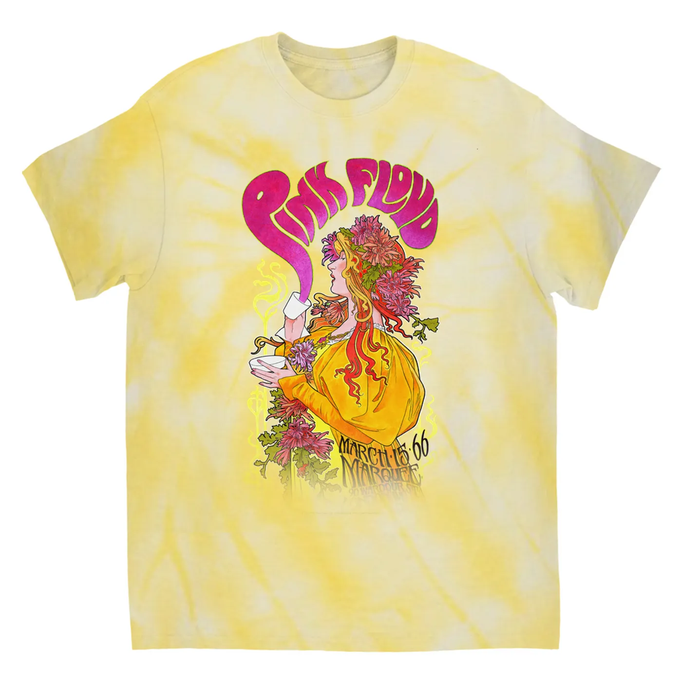 Pink Floyd T-Shirt | Marquee London 1966 Promotion Image (Merchbar Exclusive) Pink Floyd Tie Dye Shirt