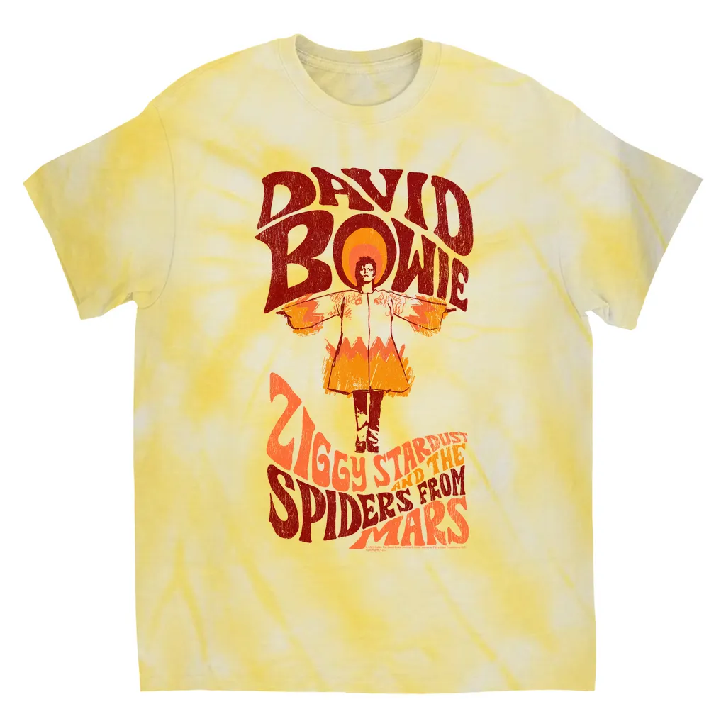 T-Shirt | Retro Orange Ziggy Stardust And The Spiders From Mars Distressed (Equineop Exclusive) Tie Dye Shirt