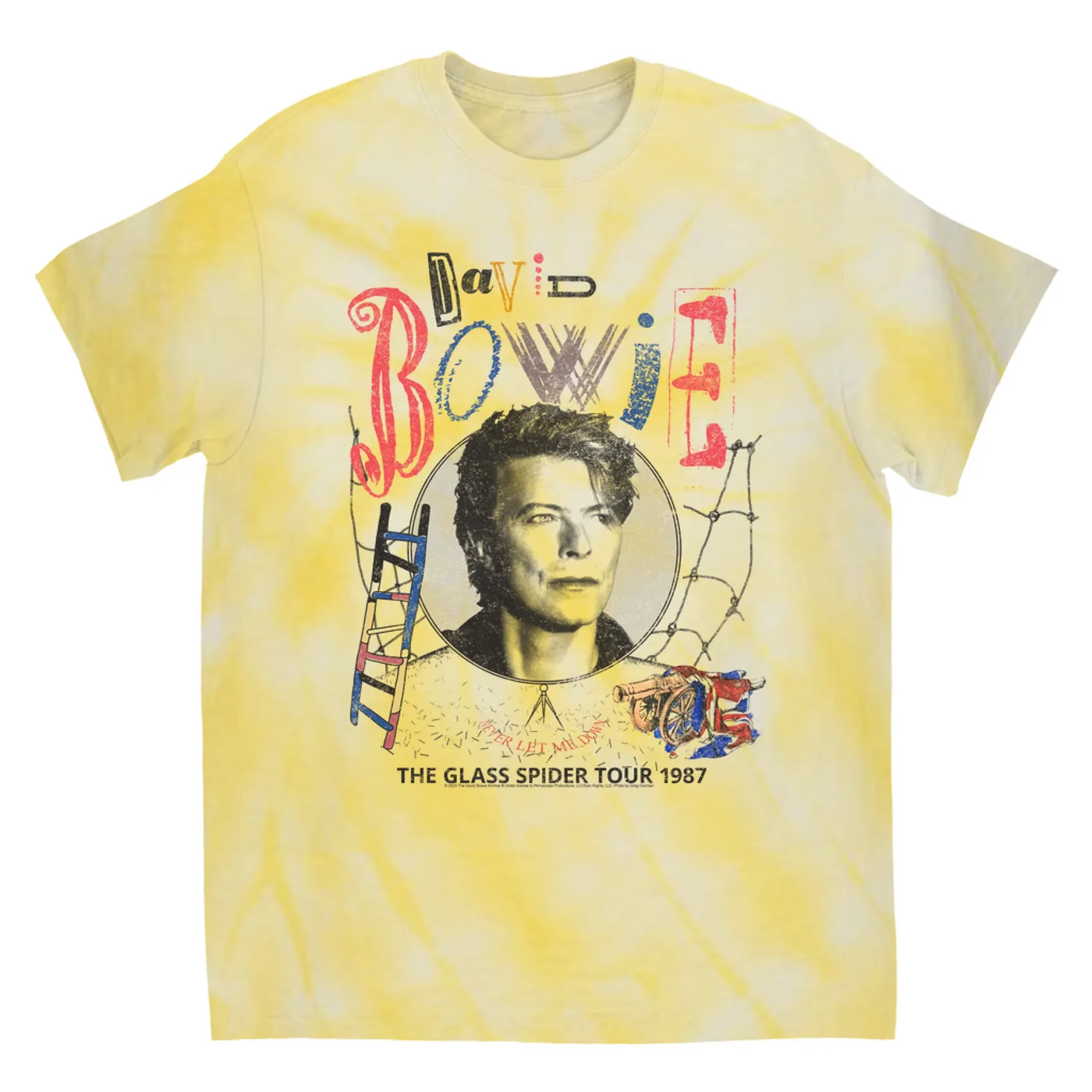 David Bowie T-Shirt | Never Let Me Down The Glass Spider Tour 1987 Distressed David Bowie Tie Dye Shirt