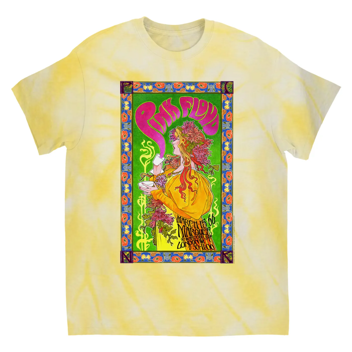 Pink Floyd T-Shirt | 1966 Marquee London Concert Poster (Merchbar Exclusive) Pink Floyd Tie Dye Shirt