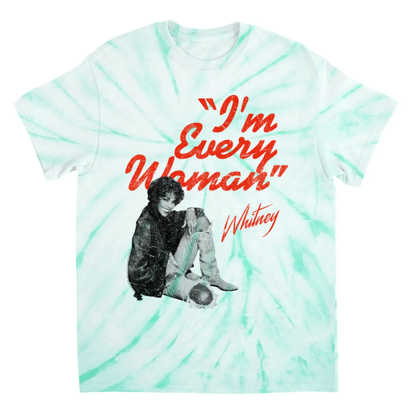 Whitney Houston T-Shirt | I'm Every Woman Distressed (Merchbar Exclusive) Whitney Houston Tie Dye Shirt