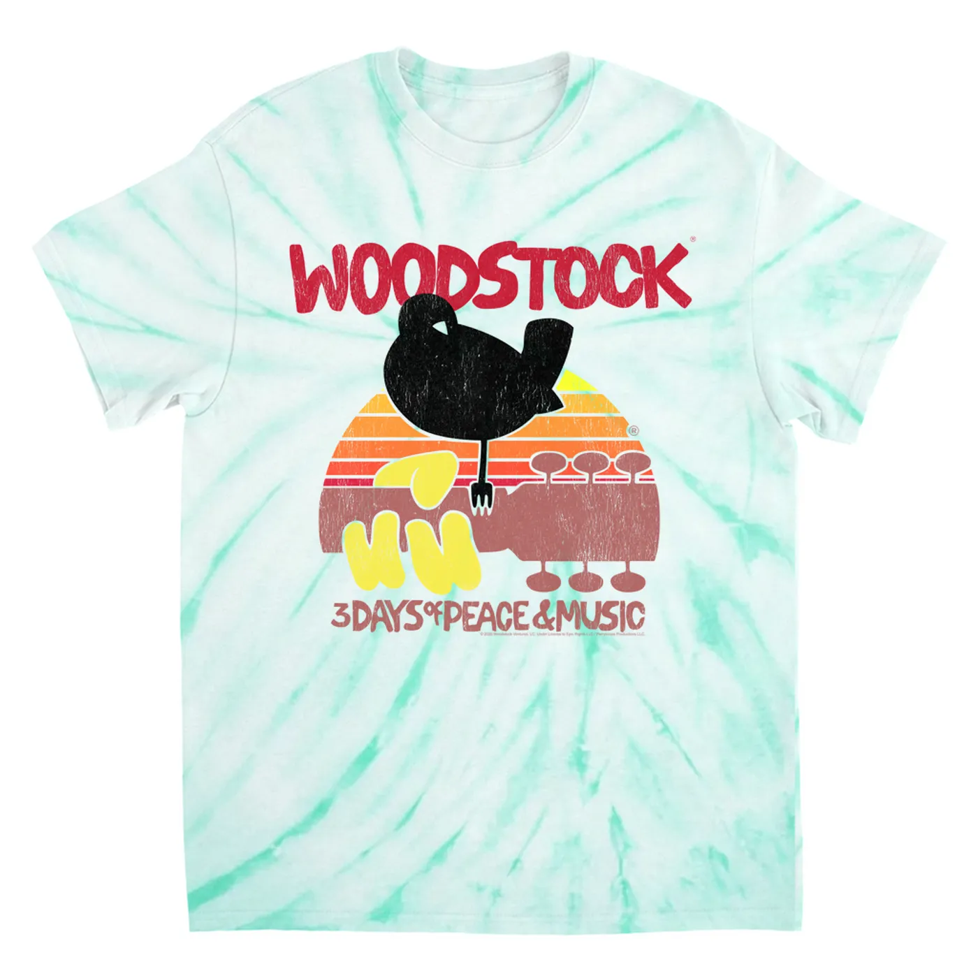 Woodstock T-Shirt | Bird And Guitar Woodstock Sunset (Merchbar Exclusive) Woodstock Tie Dye Shirt