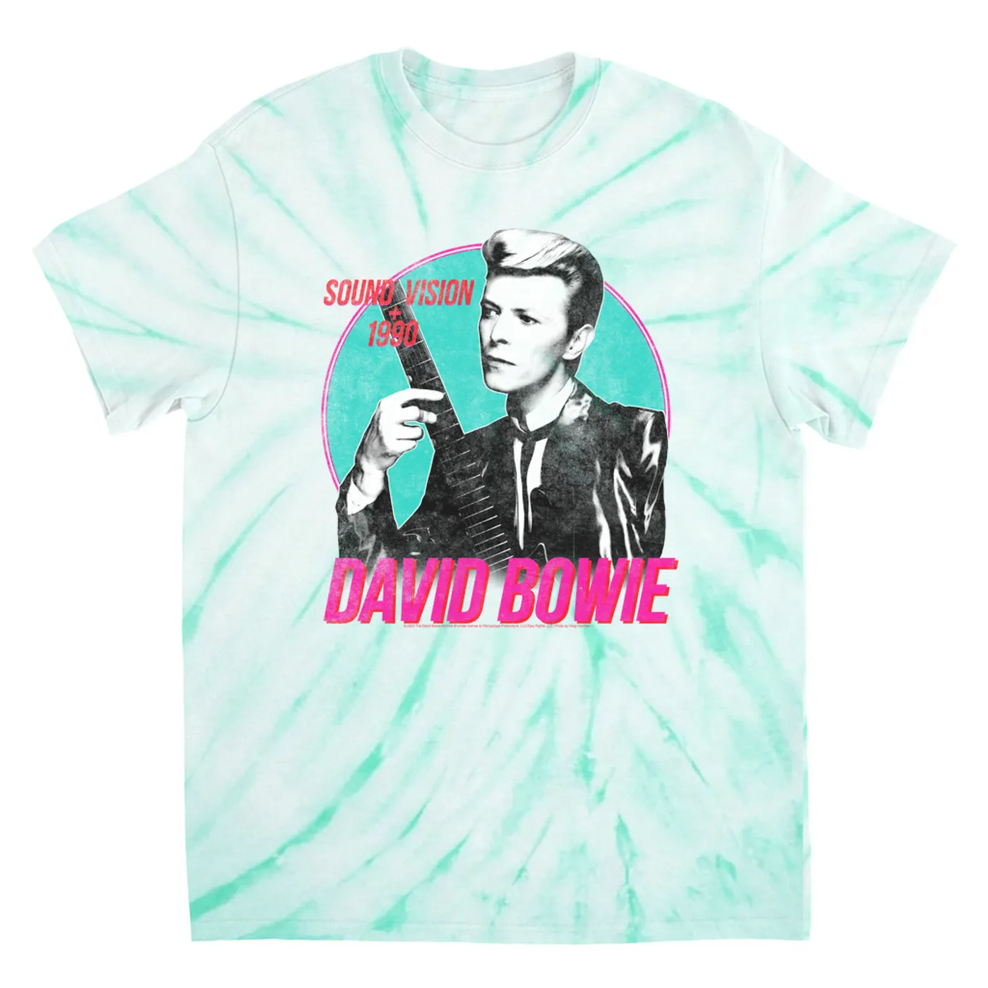 David Bowie T-Shirt | Sound + Vision 1990 Powerful Pink Design Distressed (Merchbar Exclusive) David Bowie Tie Dye Shirt