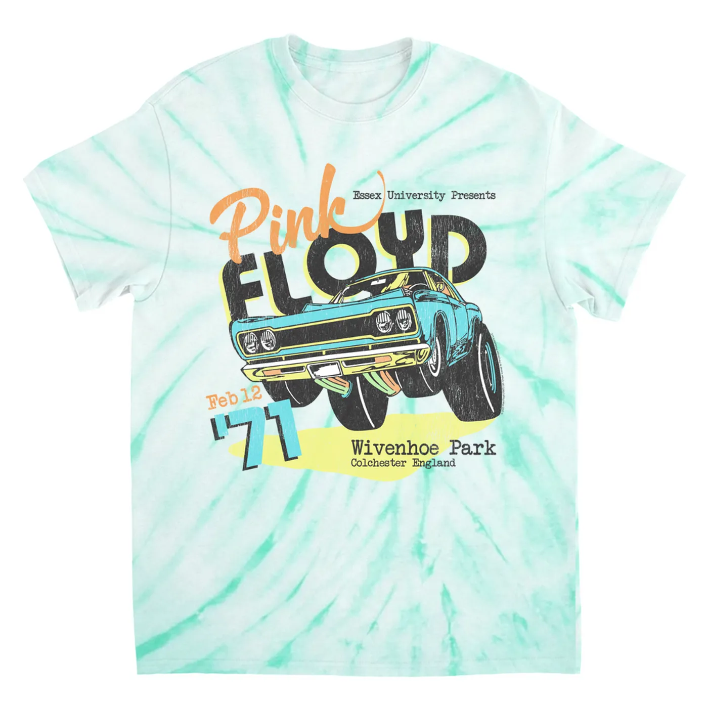 Pink Floyd T-Shirt | Essex University Plymouth Roadrunner Concert Promotion Distressed Pink Floyd Tie Dye Shirt