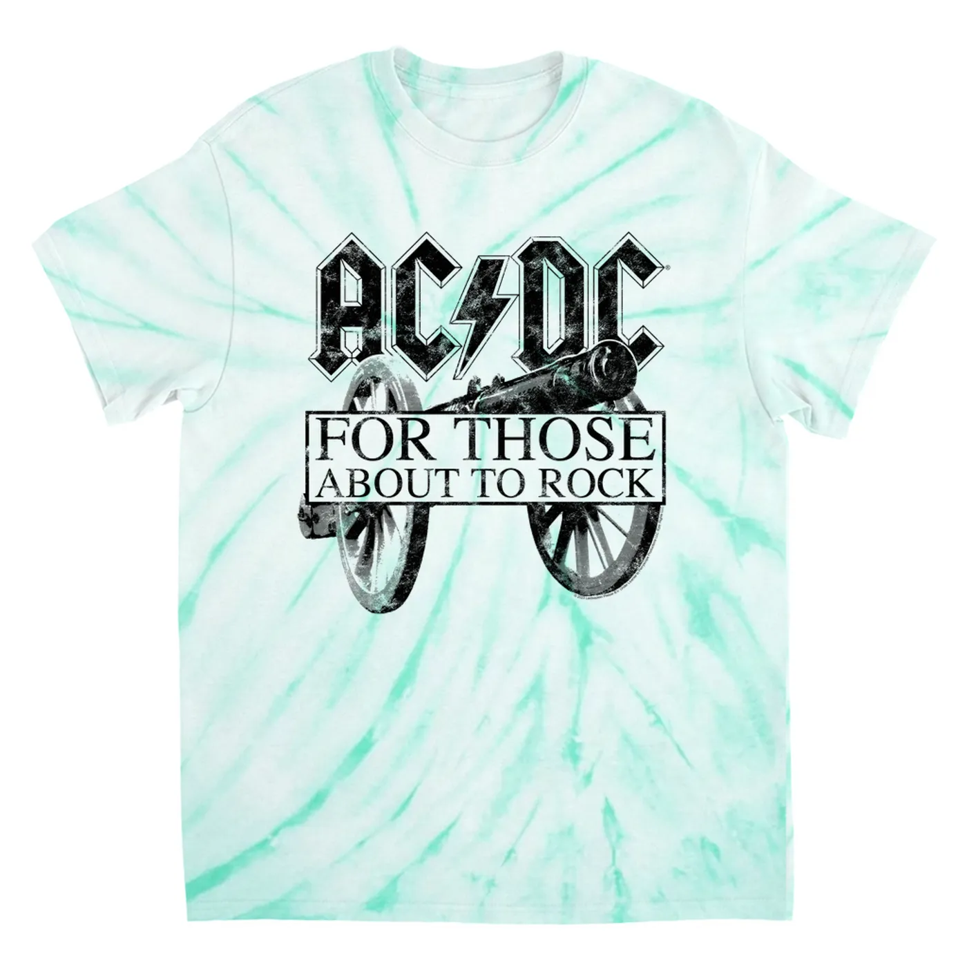 AC/DC T-Shirt | For Those About To Rock Black Cannon Image Distressed ACDC Tie Dye Shirt