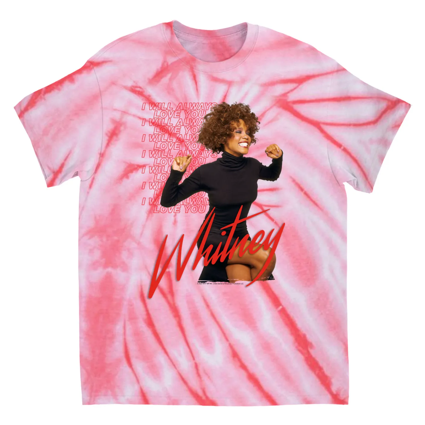 Whitney Houston T-Shirt | I Will Always Love You Red Repeating Image Whitney Houston Tie Dye Shirt