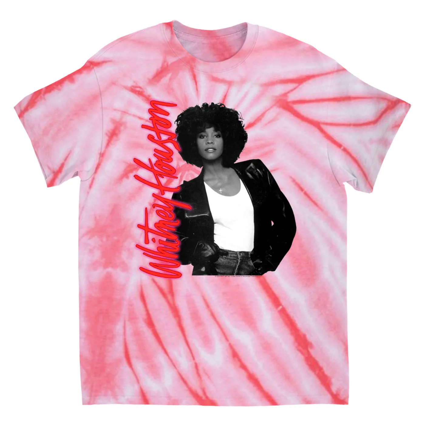 Whitney Houston T-Shirt | Whitney Houston Album Photo and Red Neon Logo (Merchbar Exclusive) Whitney Houston Tie Dye Shirt