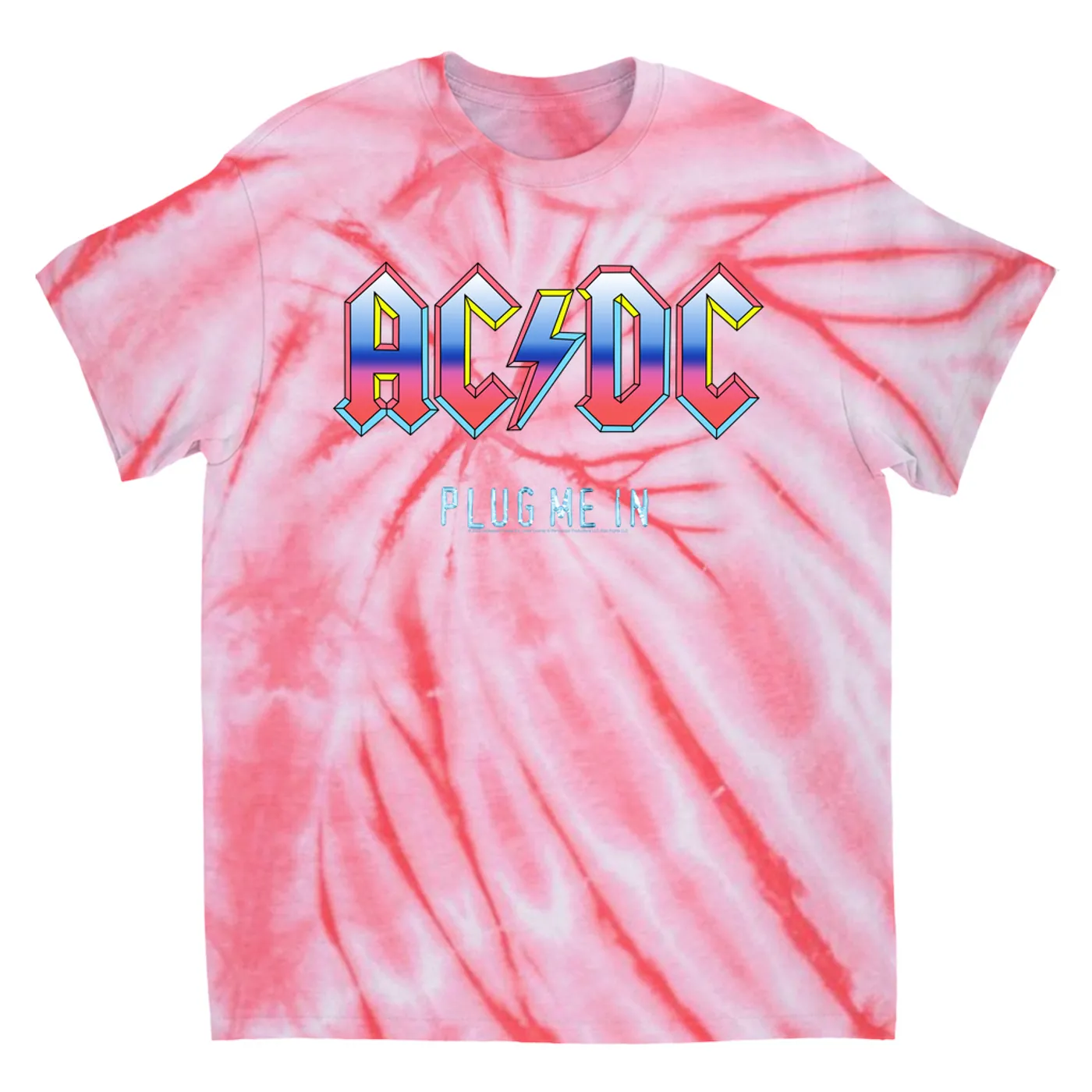 AC/DC T-Shirt | Plug Me In Pastel Design (Merchbar Exclusive) ACDC Tie Dye Shirt