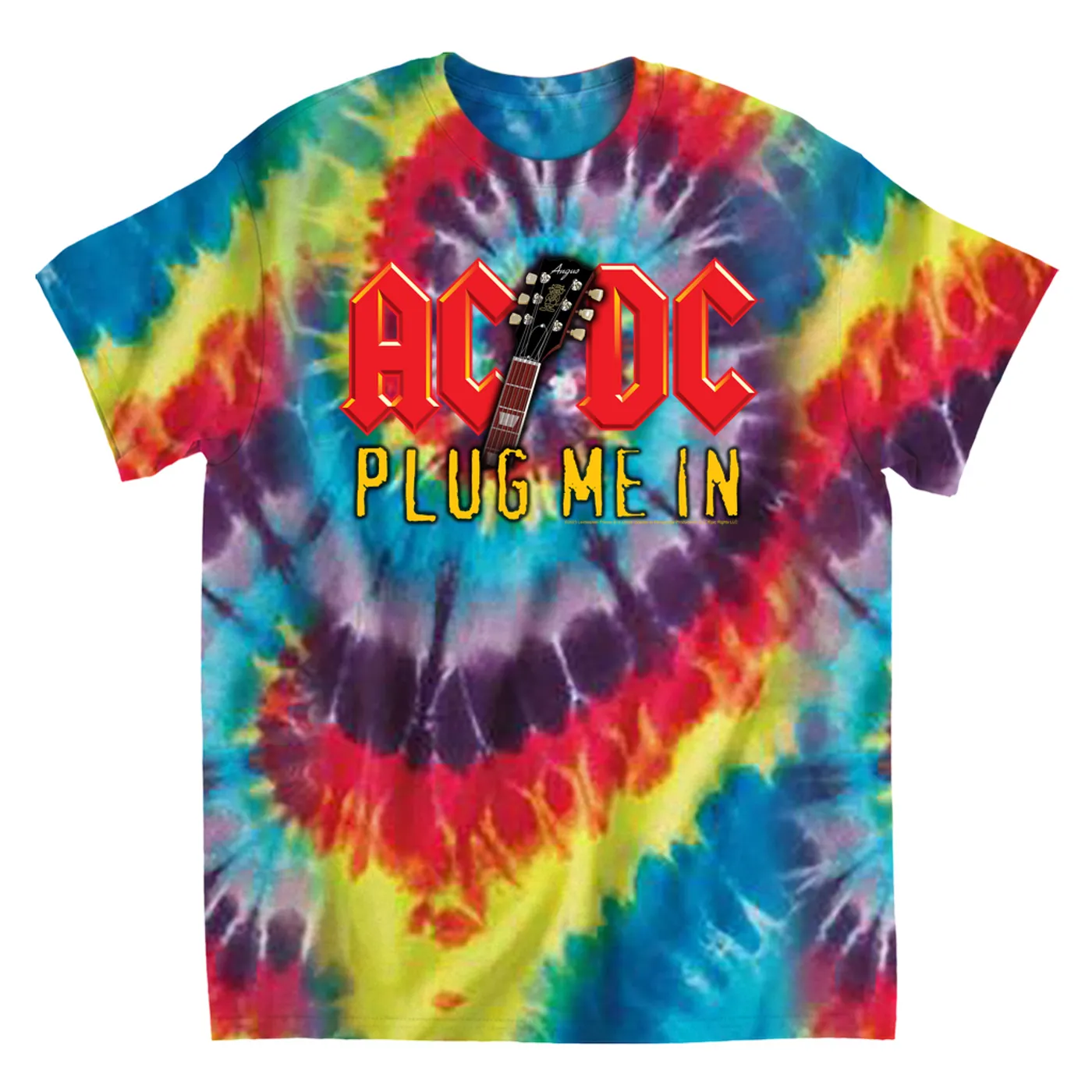 AC/DC T-Shirt | Plug Me In With Logo Image ACDC Tie Dye Shirt