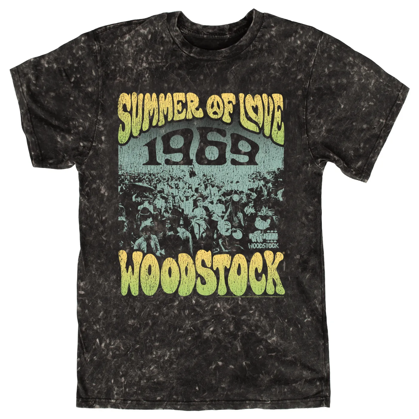 Woodstock T-shirt | 1969 Summer Of Love Distressed Woodstock Mineral Wash Shirt