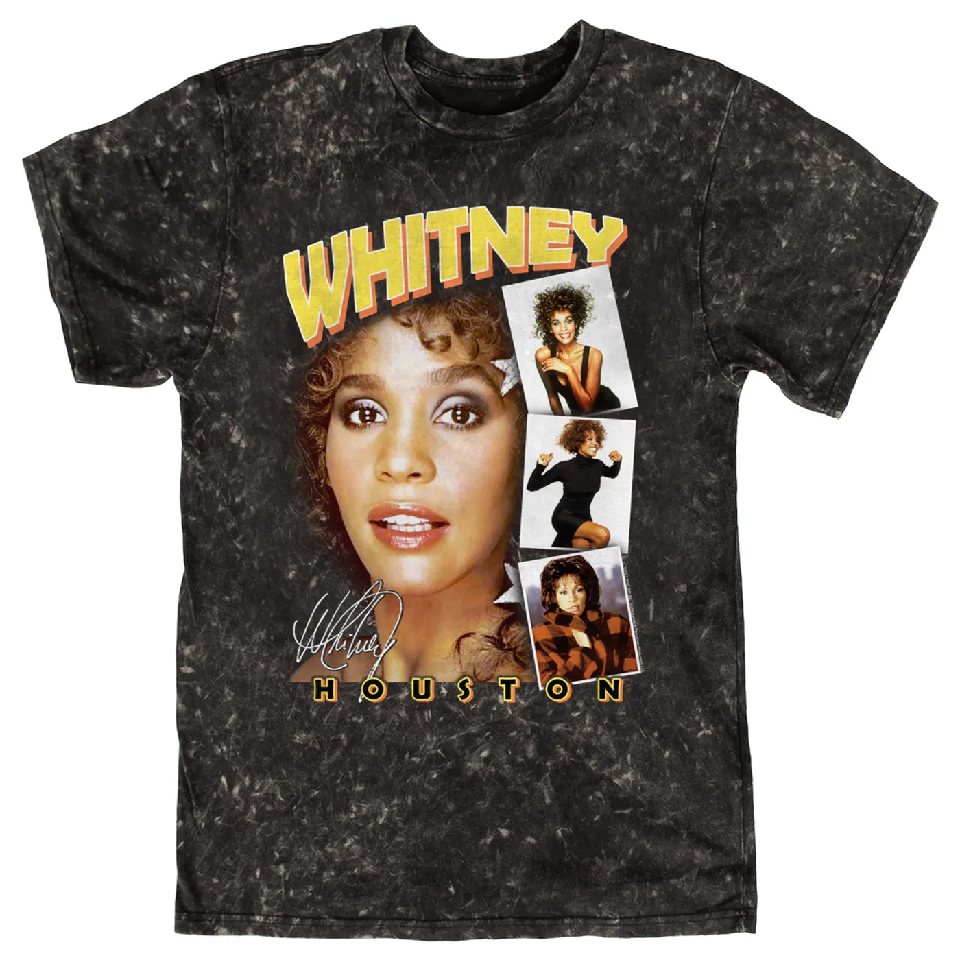 Whitney Houston T-shirt | Film Strip Collage Design Whitney Houston Mineral Wash Shirt
