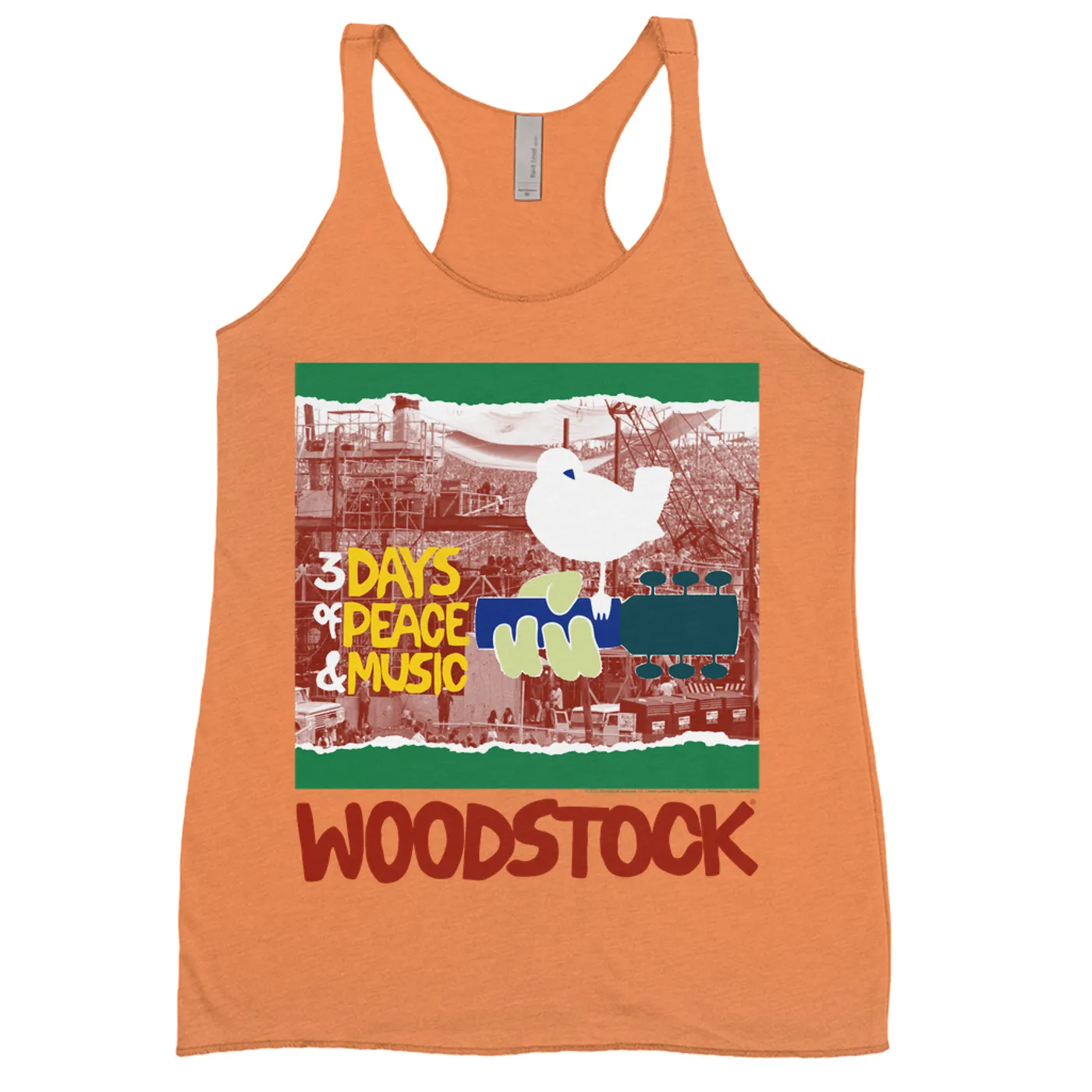 Woodstock Ladies' Tank Top | Red, Green 3 Days Of Peace Structure Design (Merchbar Exclusive) Woodstock Shirt