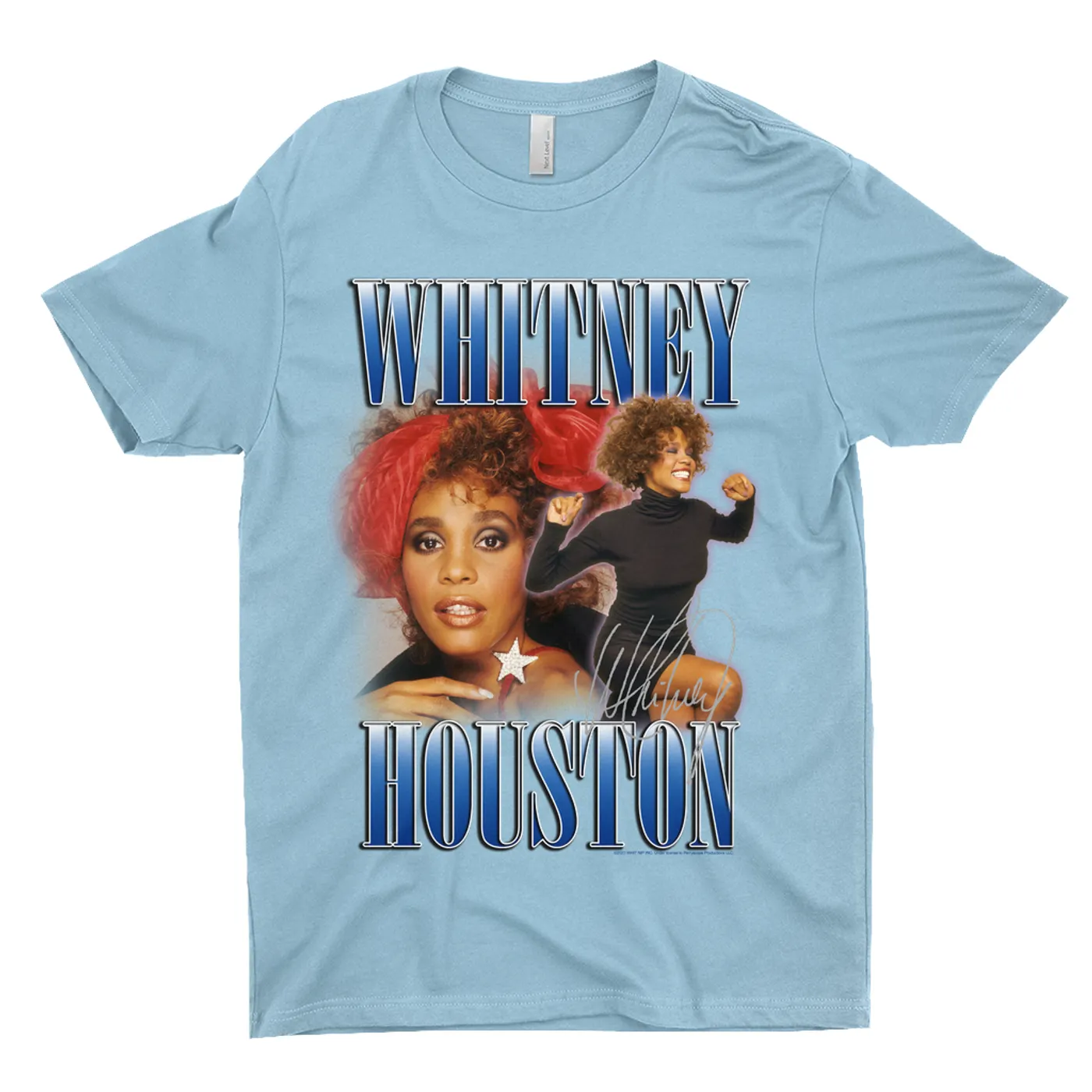 Whitney Houston T-Shirt | Blue Collage Duo Whitney Houston Shirt