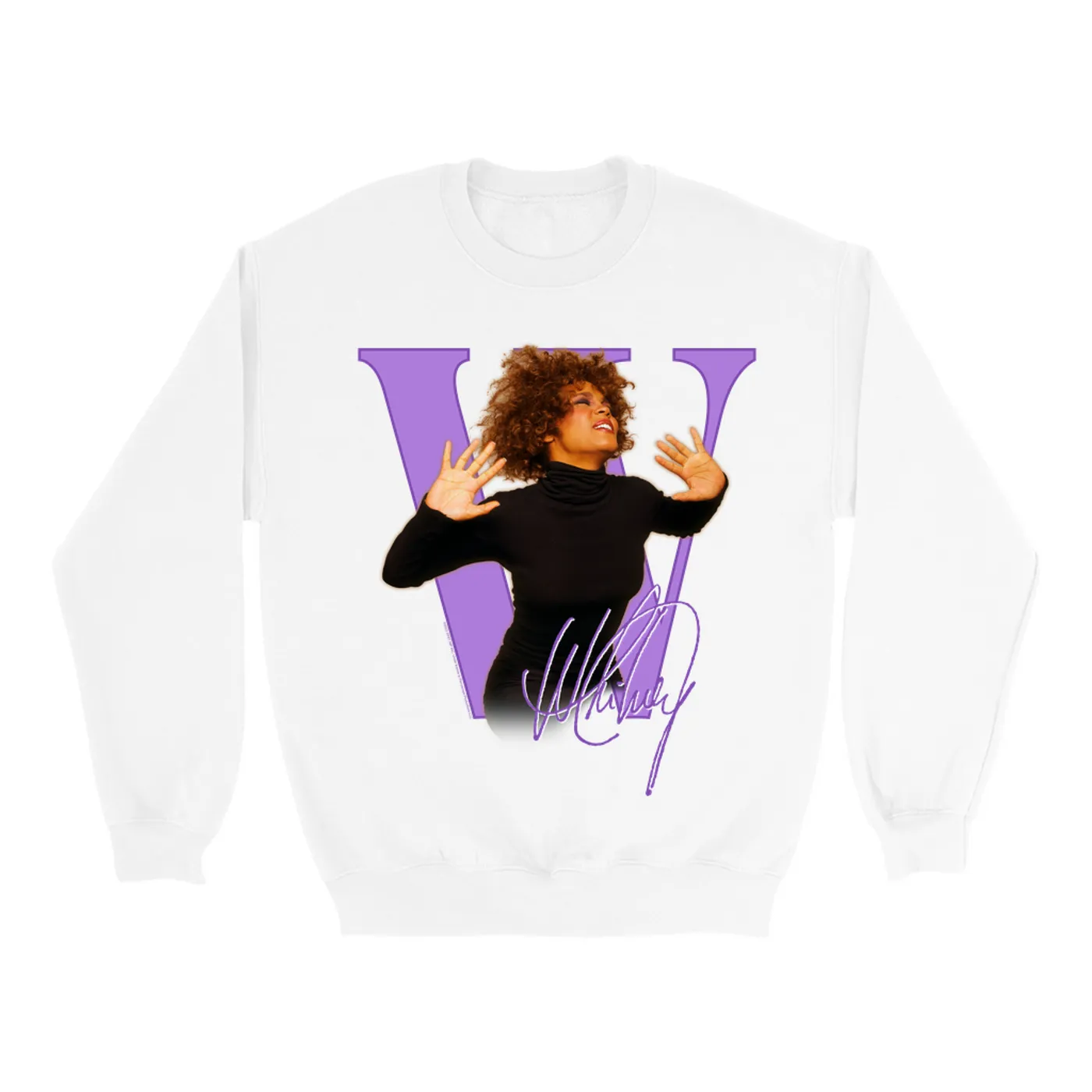 Whitney Houston Sweatshirt | Purple "W" Is For Whitney (Merchbar Exclusive) Whitney Houston Sweatshirt