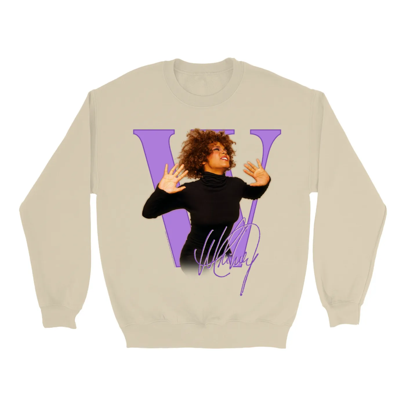 Whitney Houston Sweatshirt | Purple "W" Is For Whitney (Merchbar Exclusive) Whitney Houston Sweatshirt