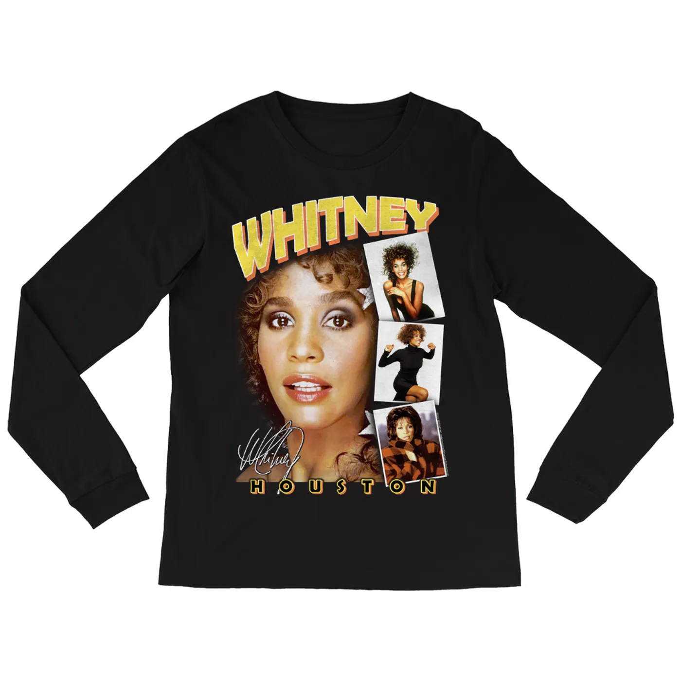 Whitney Houston Long Sleeve Shirt | Film Strip Collage Design Whitney Houston Shirt