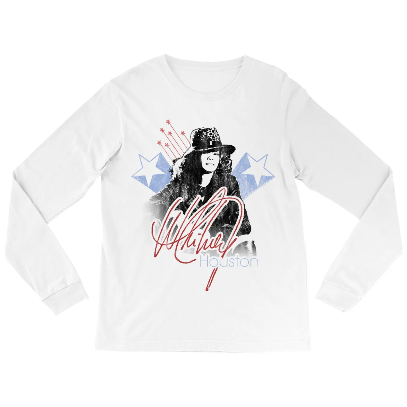 Whitney Houston Long Sleeve Shirt | Shooting Stars Image Whitney Houston Shirt