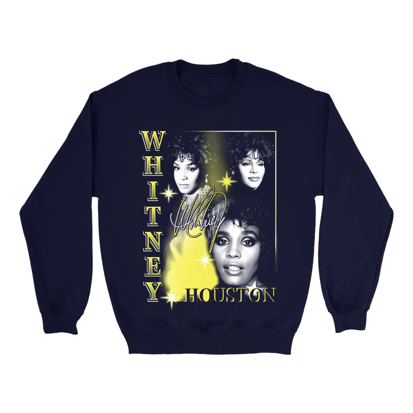 Whitney Houston Sweatshirt | Yellow Classic Collage Whitney Houston Sweatshirt