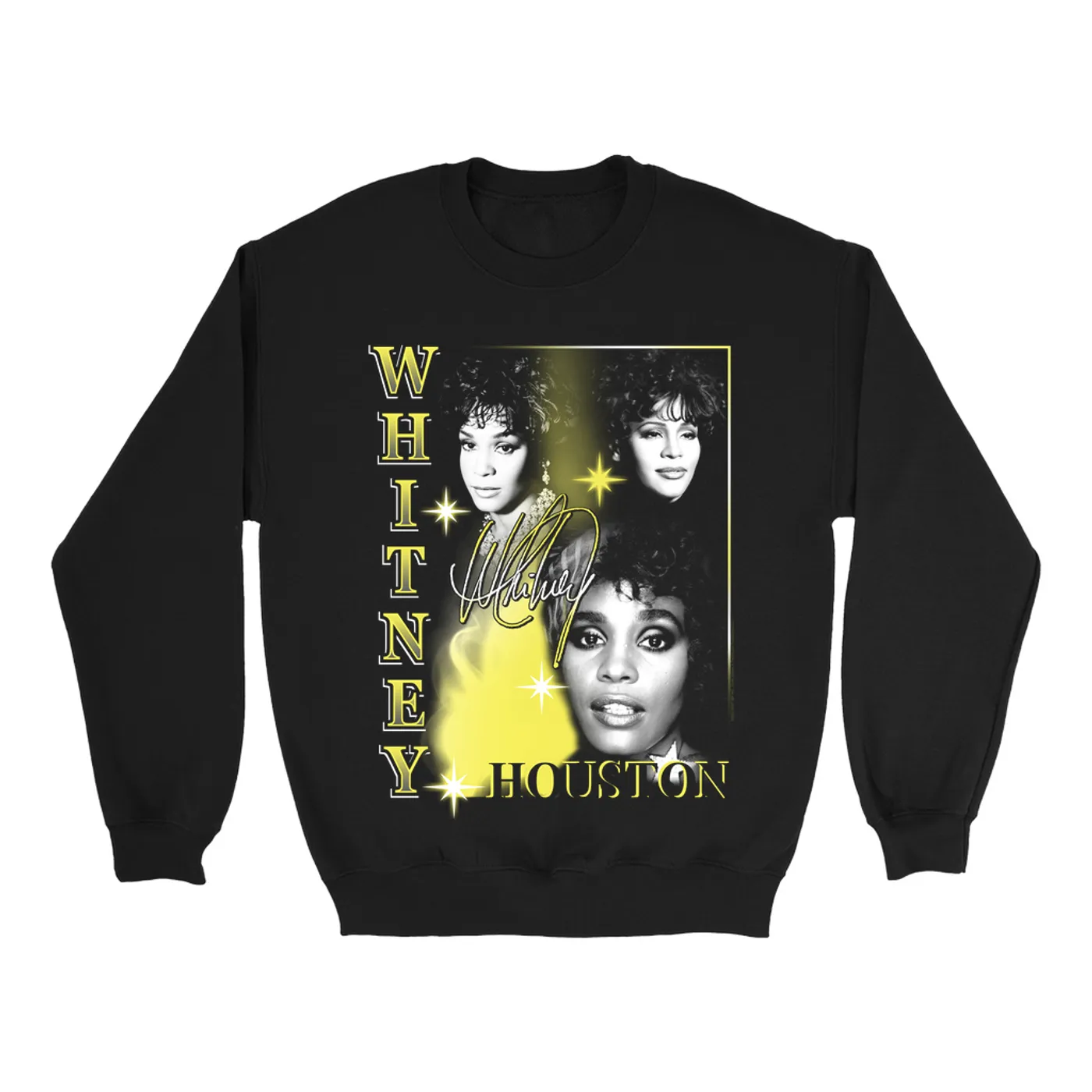 Whitney Houston Sweatshirt | Yellow Classic Collage Whitney Houston Sweatshirt
