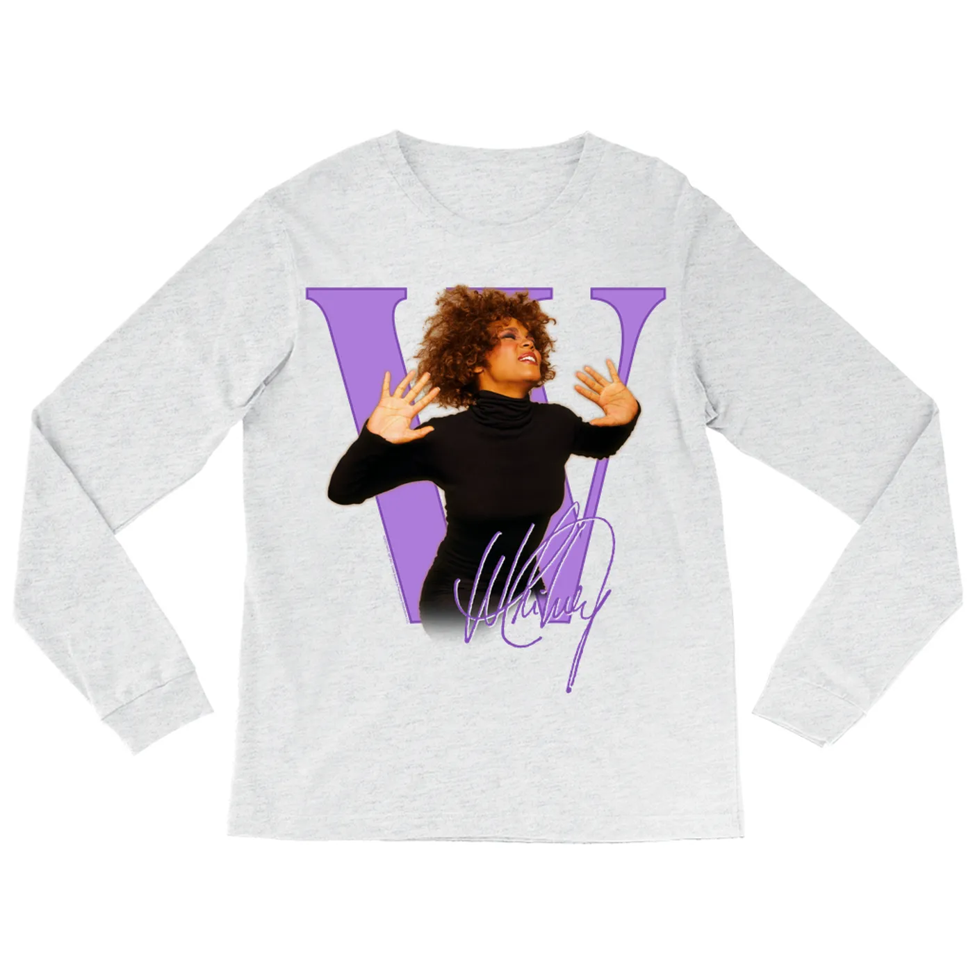Whitney Houston Long Sleeve Shirt | Purple "W" Is For Whitney (Merchbar Exclusive) Whitney Houston Shirt