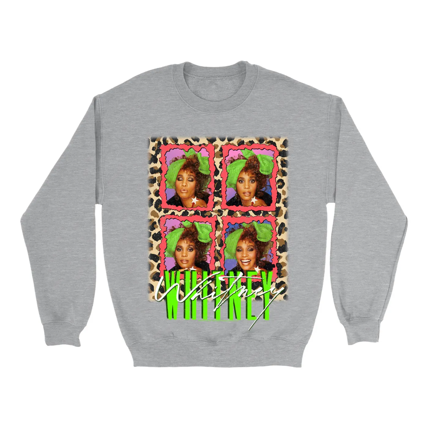 Whitney Houston Sweatshirt | Leopard Pop Art (Merchbar Exclusive) Whitney Houston Sweatshirt