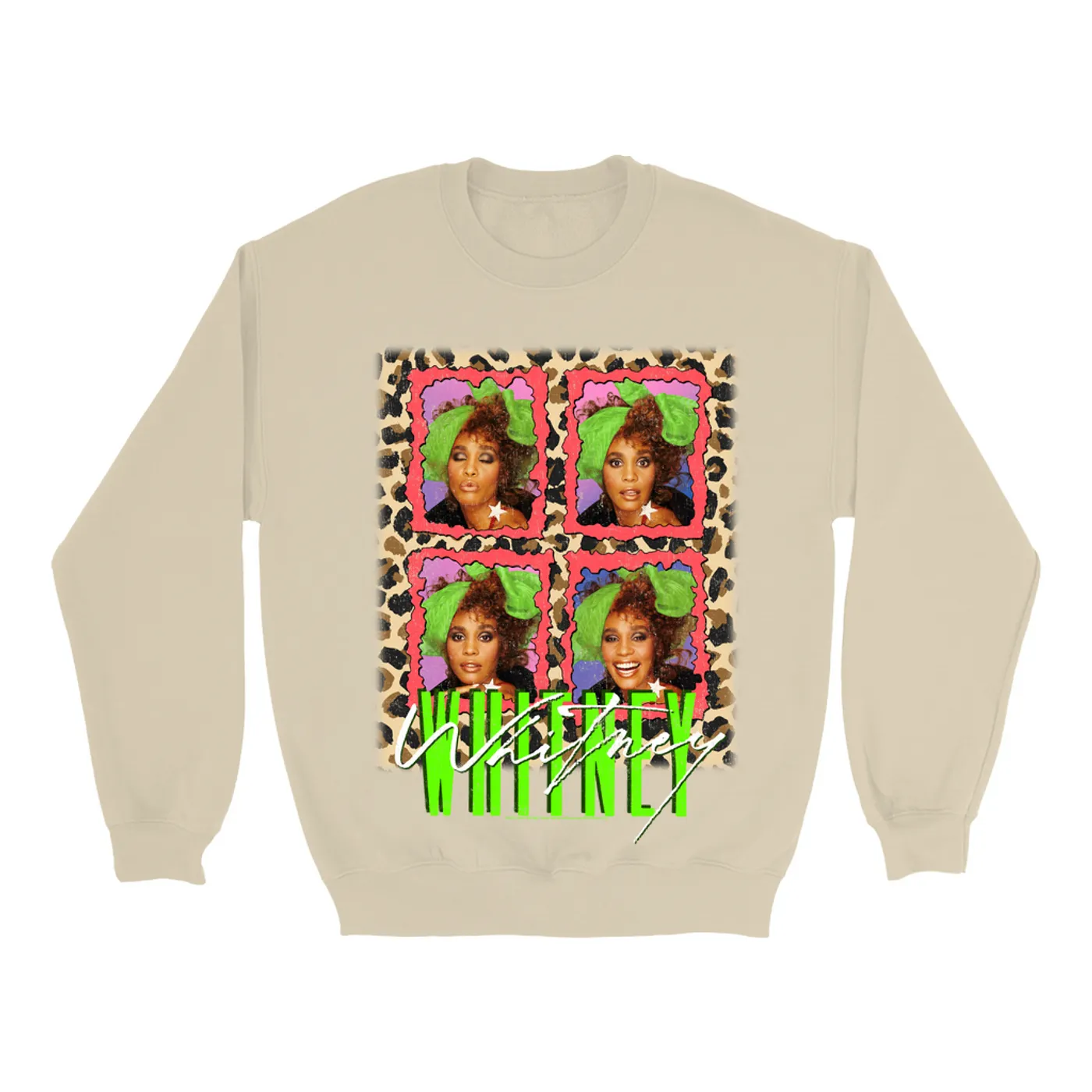 Whitney Houston Sweatshirt | Leopard Pop Art (Merchbar Exclusive) Whitney Houston Sweatshirt