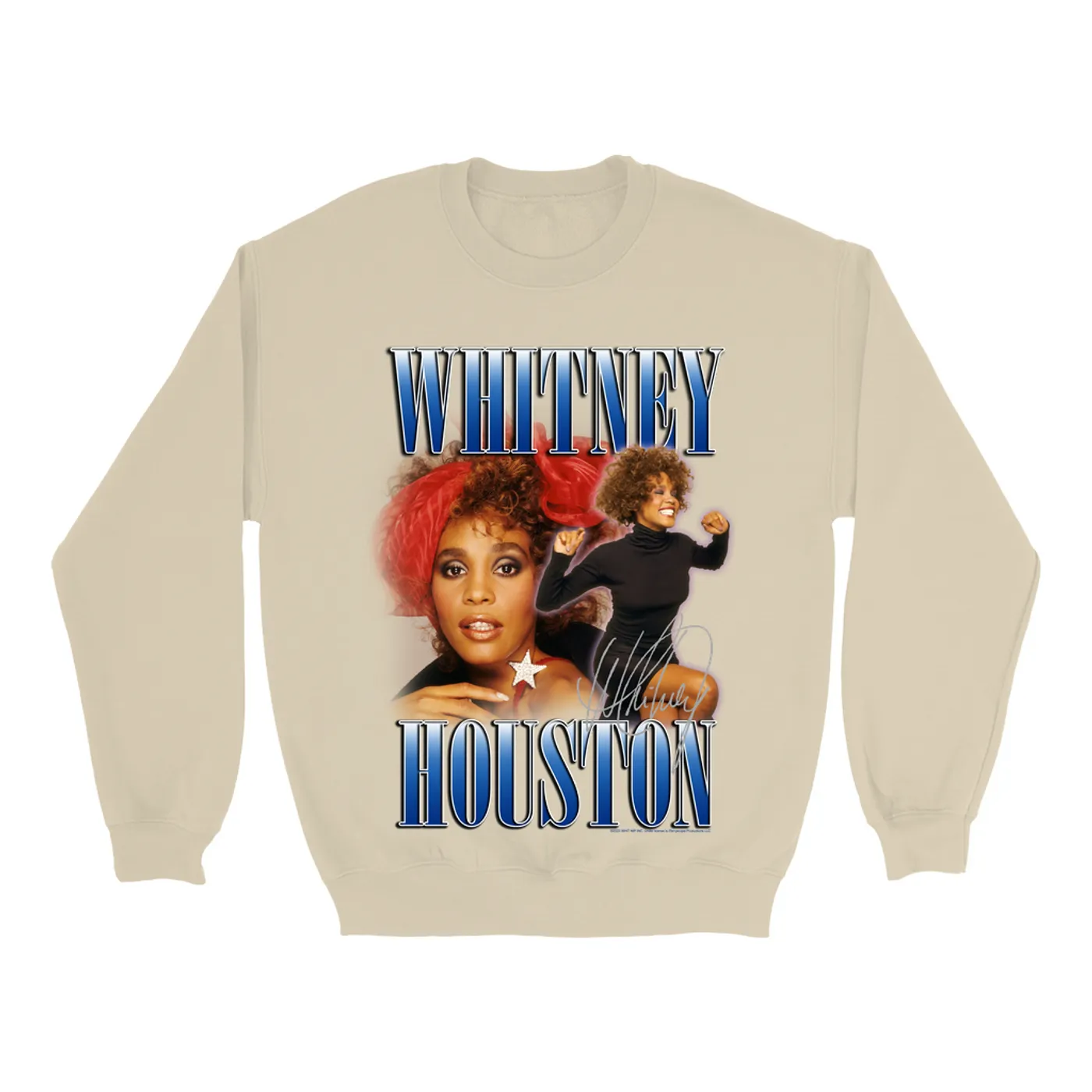 Whitney Houston Sweatshirt | Blue Collage Duo Whitney Houston Sweatshirt