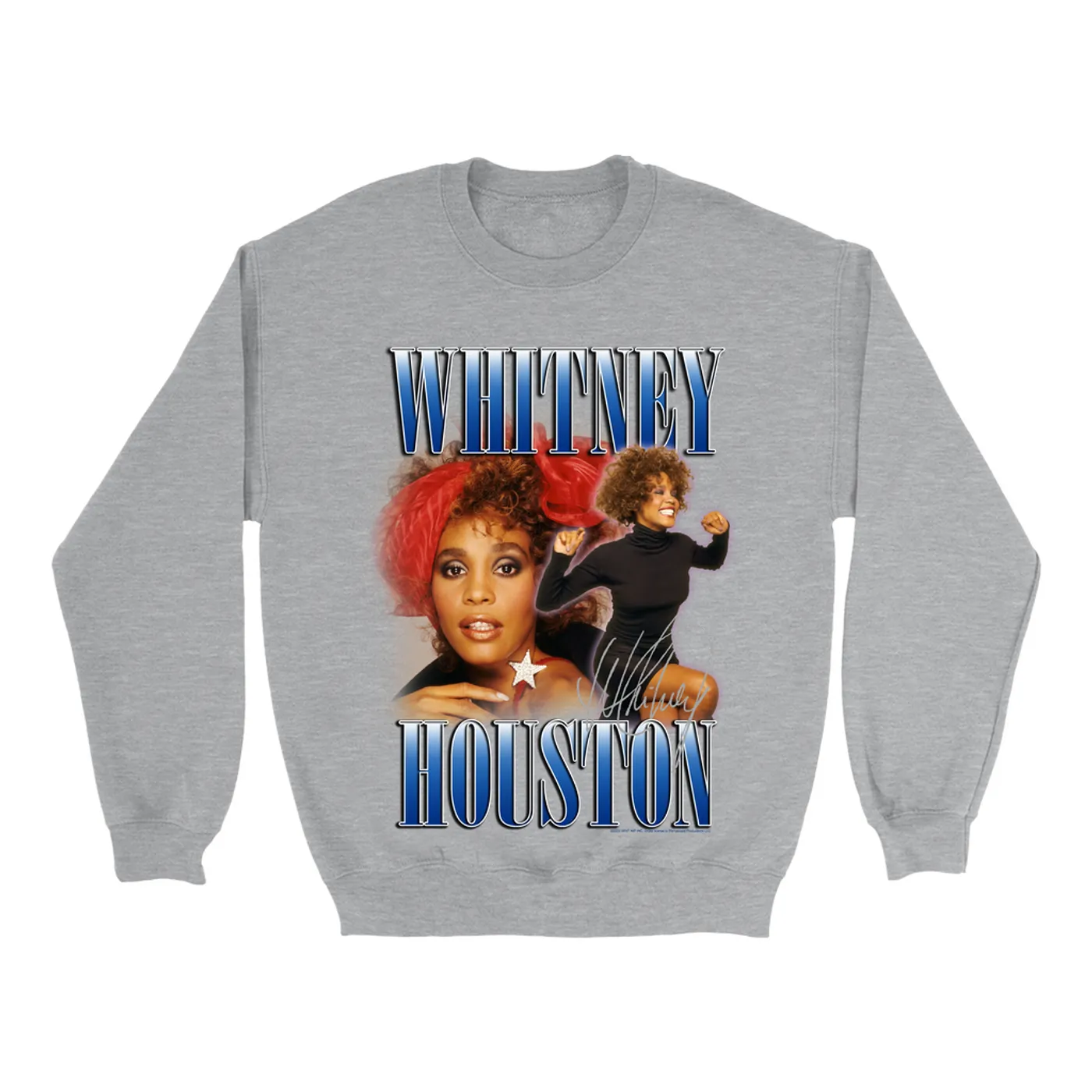 Whitney Houston Sweatshirt | Blue Collage Duo Whitney Houston Sweatshirt