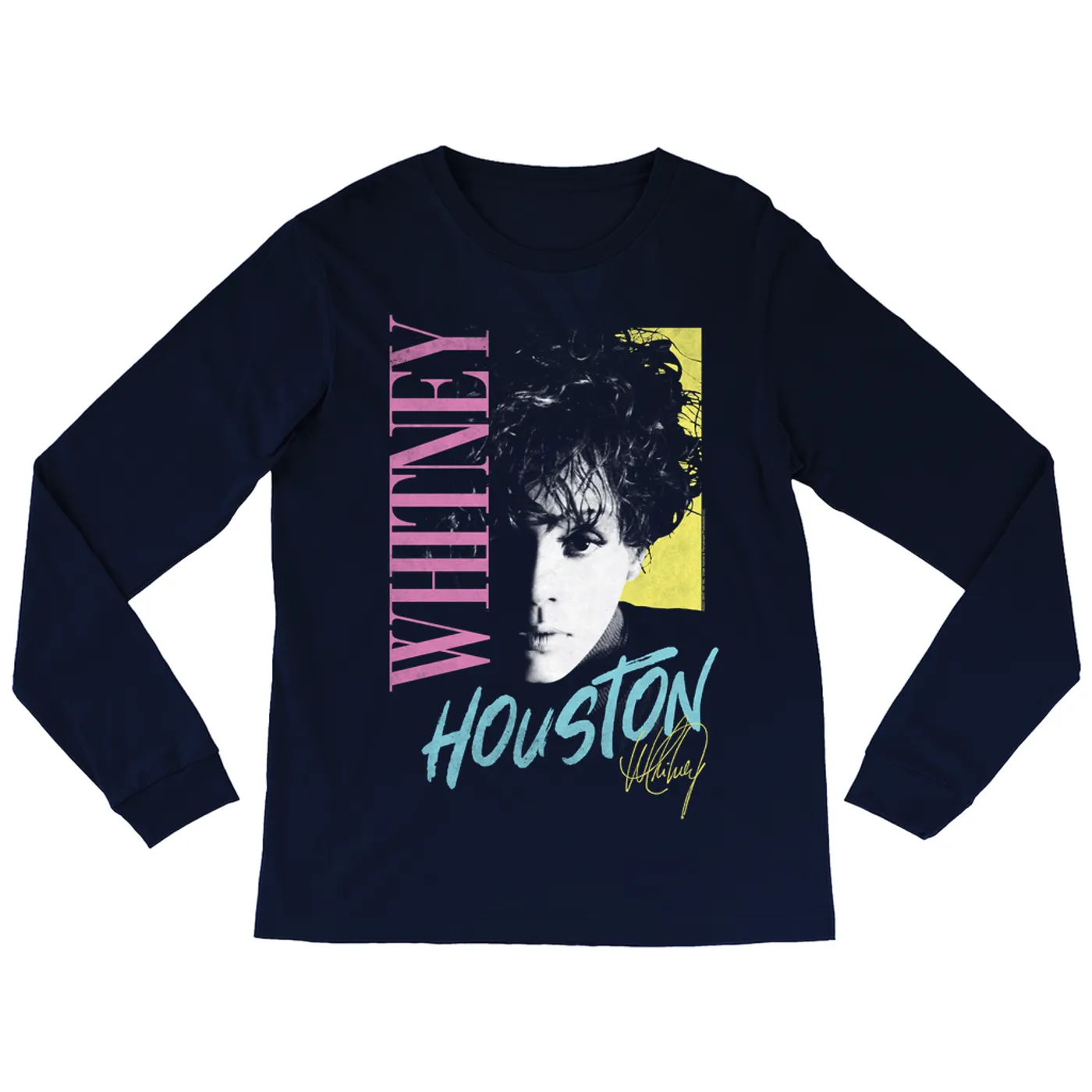 Whitney Houston Long Sleeve Shirt | Pastels Close Up (Merchbar Exclusive) Whitney Houston Shirt