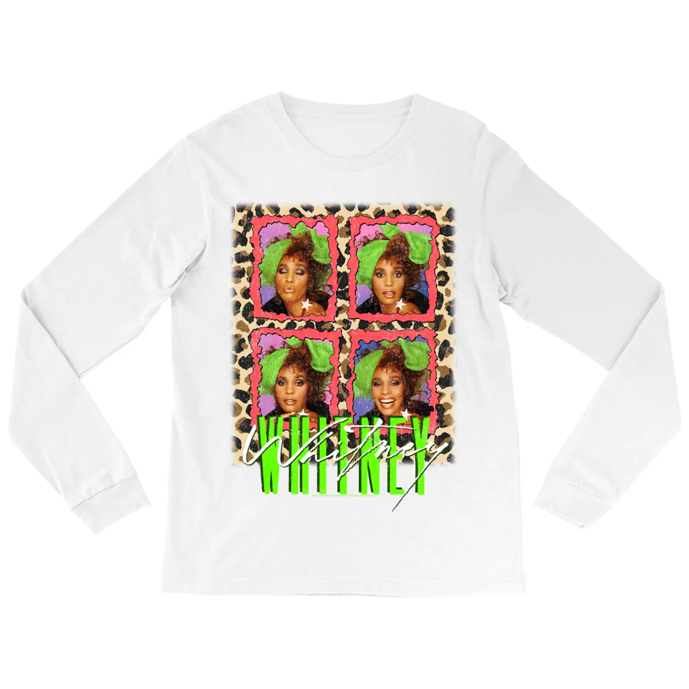 Whitney Houston Long Sleeve Shirt | Leopard Pop Art (Merchbar Exclusive) Whitney Houston Shirt