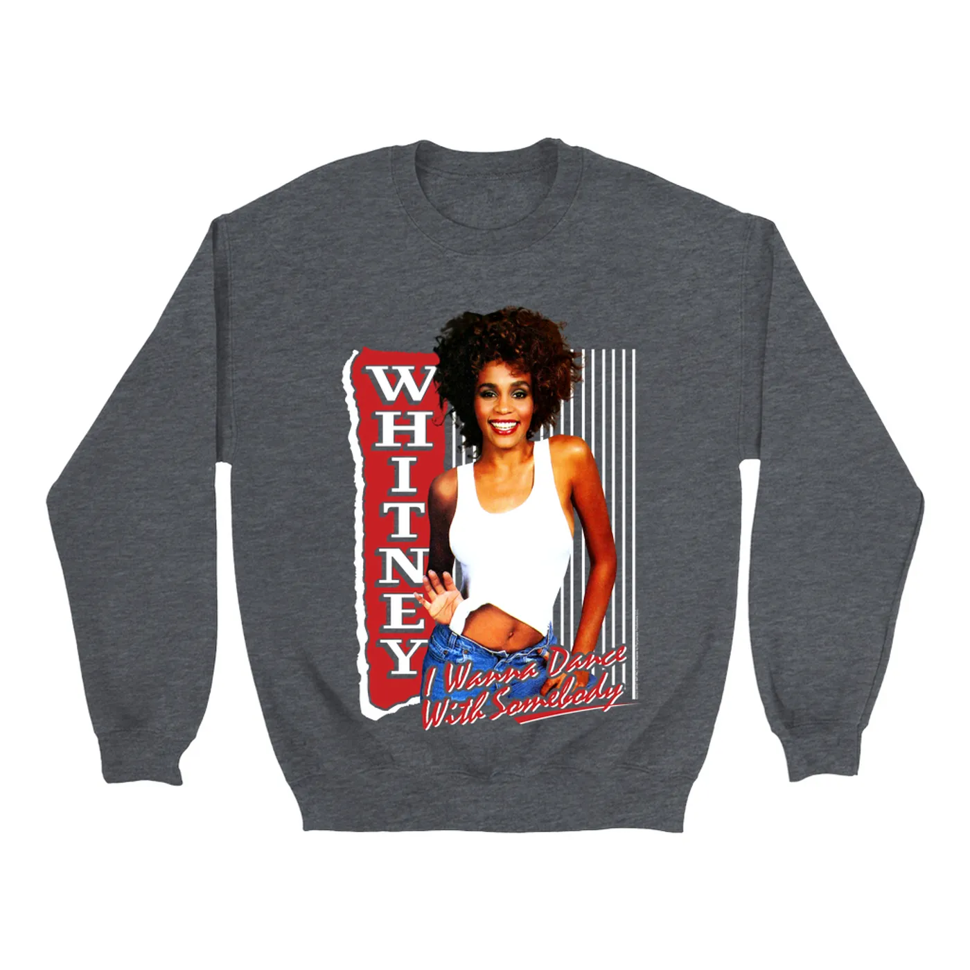 Whitney Houston Sweatshirt | I Wanna Dance With Somebody Red Design Whitney Houston Sweatshirt