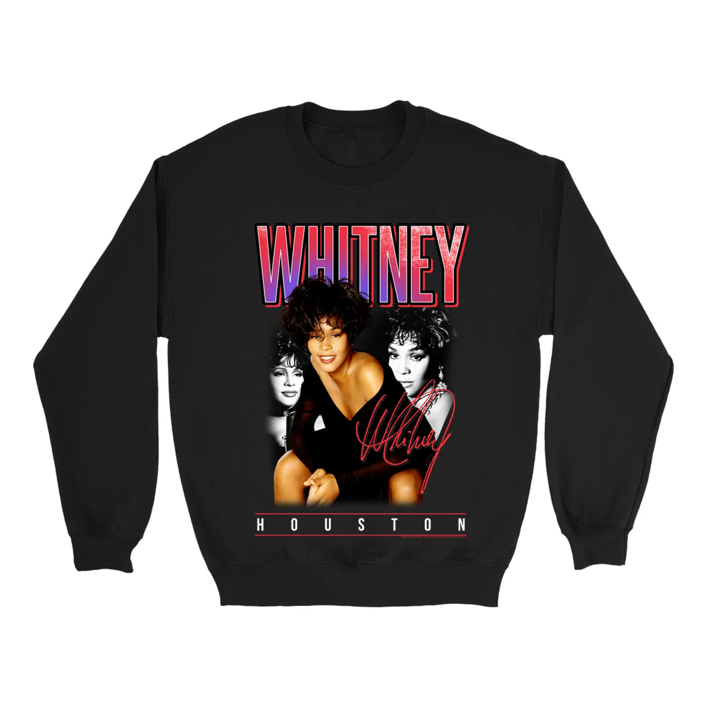 Whitney Houston Sweatshirt | Triple Red Purple Collage Whitney Houston Sweatshirt